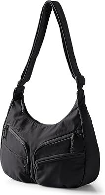 Smasrob Large Crescent Crossbody Bag with RFID Blocking Pocket and Water Bottle Holder, Slouchy Crossbody Bag with Pockets