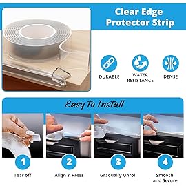 Furniture Corner & Edge Safety Bumpers, 16ft Edge Protector & 4 Clear Corner Protector Baby Proofing. Clear Corner Guards for Corner Table Protector for Kids. Cabinet Edge Protector & Corner Bumpers