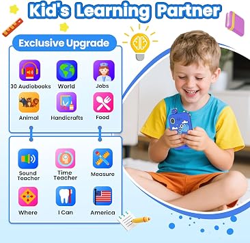 Kids Smart Phone for Boys Ages 3-8, Toy Cell Phone for Kids, Christmas Birthday Gifts for Boys, Toddler Learning Play Toy Phone with Touchscreen, Dual Camera, Game, Music, Storybook, 8GB SD Card(Blue)