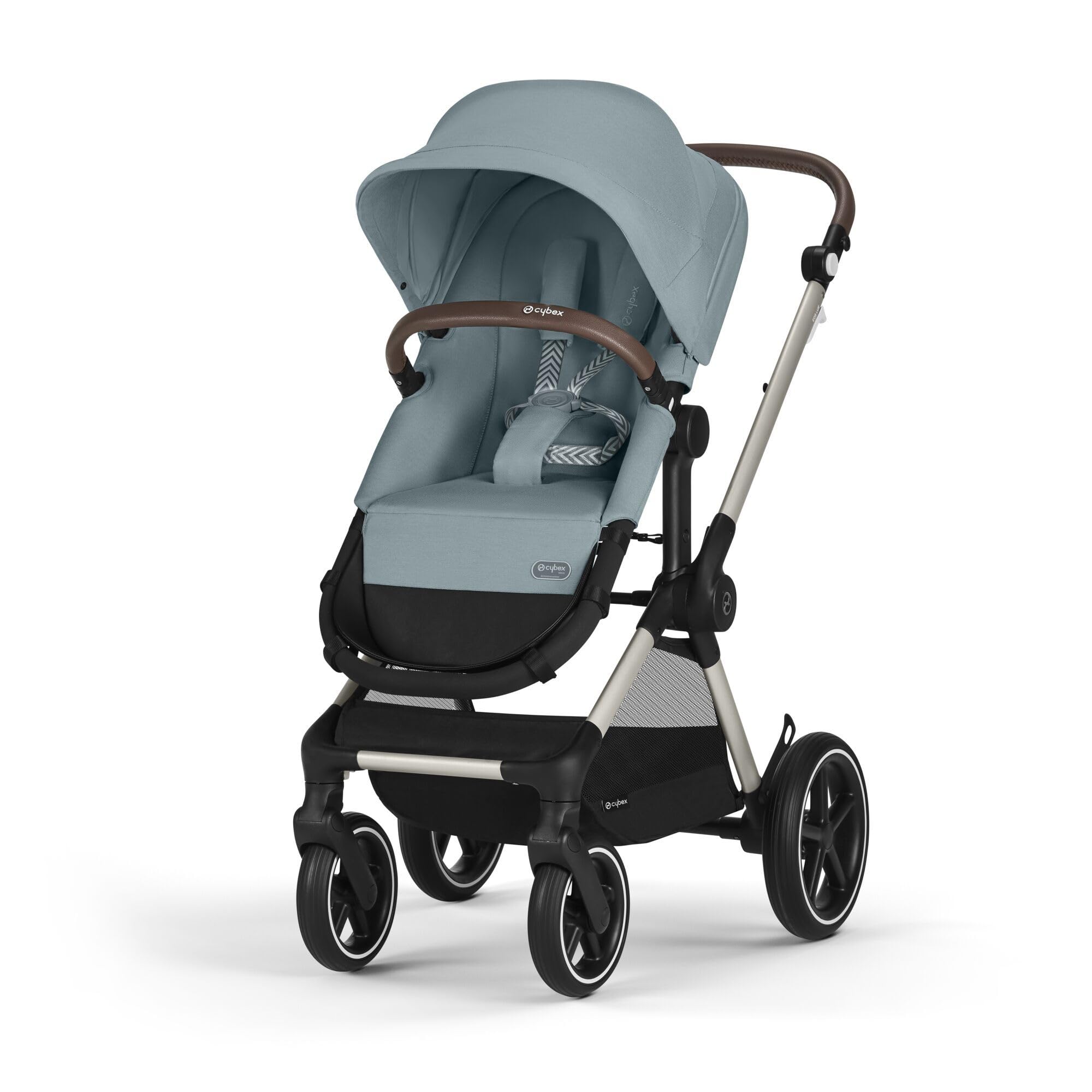 CYBEX Gold Sillita de paseo EOS Lux 2-en-1, Sistema de viaje, Desde el nacimiento hasta 22 kg (aprox. 4 años), Stormy Blue