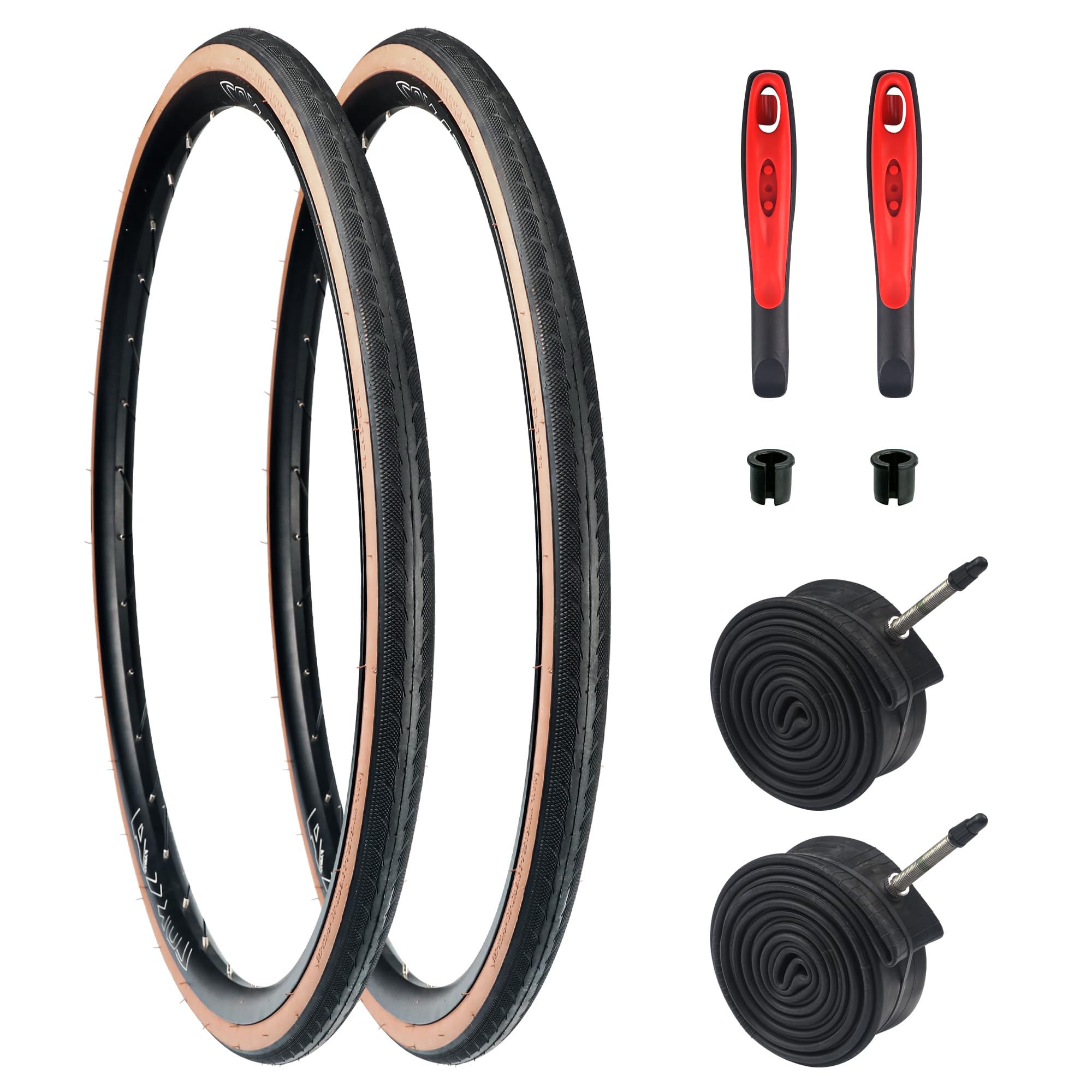 ZUKKA Pack of 2 700C Bicycle Tyres 700 x 32C Sheath Plus 2 Pack 700C Inner Tube 700 x 32C FV48 mm Compatible Road Bike 700 x 32C Tyres and Tubes