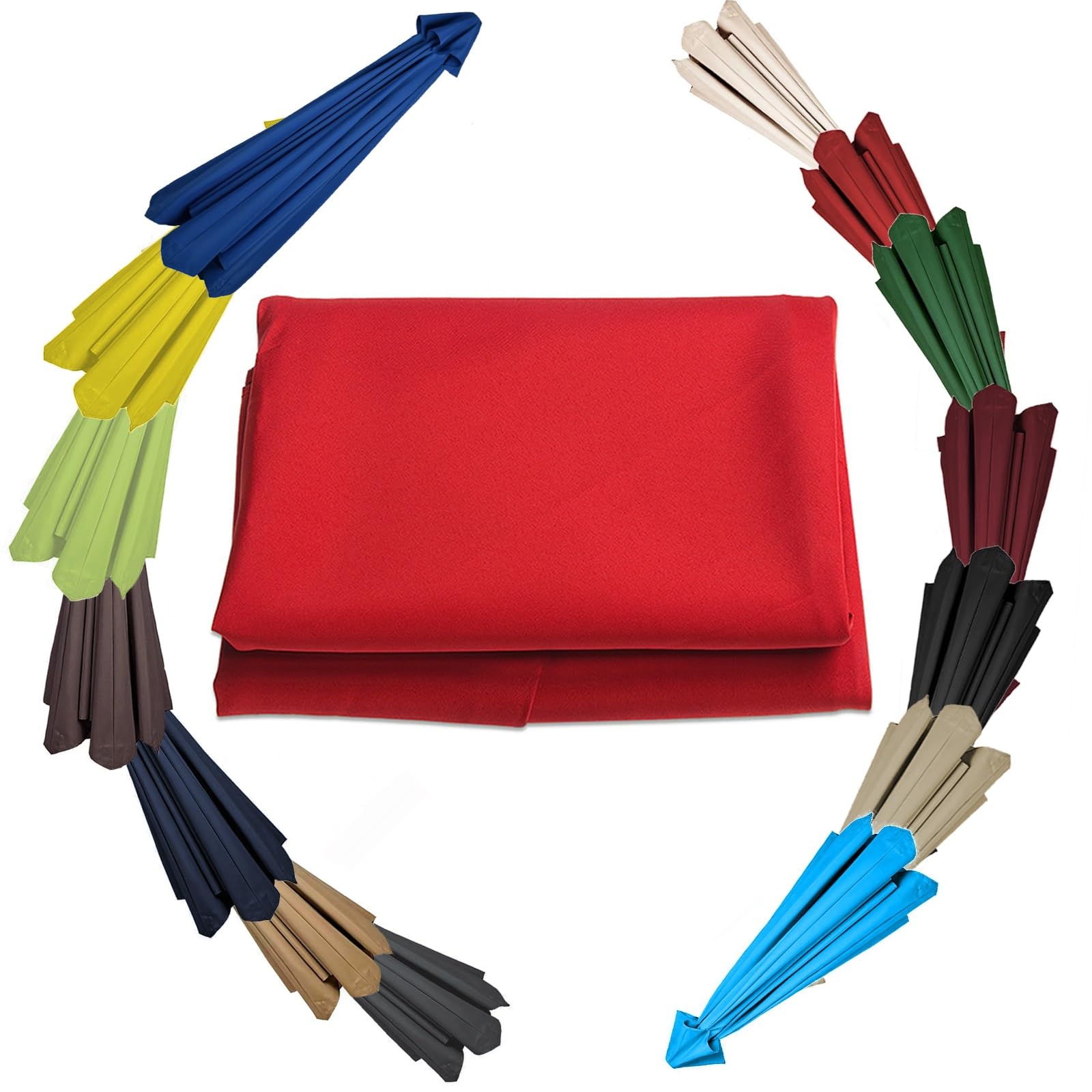 Replacement Parasol Canopy For 200cm-6 Arms 270cm-6/8 Arms 300cm-6/8 Arms, Replacement Sun Umbrella Cloth UV50+ Waterproof Replacement Parasol Fabric Cover(Color:Red,Size:270 cm(8.8ft)-6 Arms)