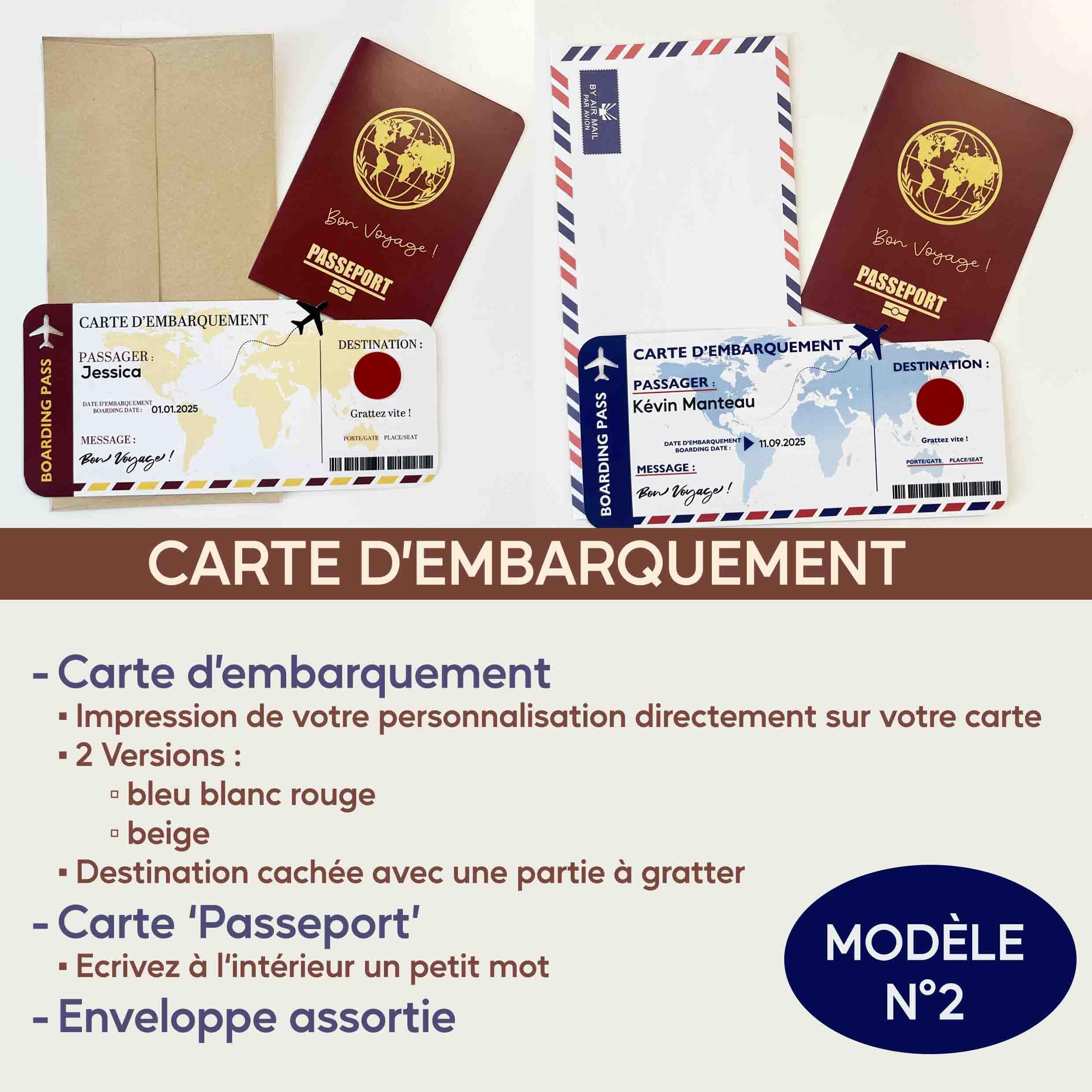 Carte Cadeau Voyage Carte Embarquement Personnalisée