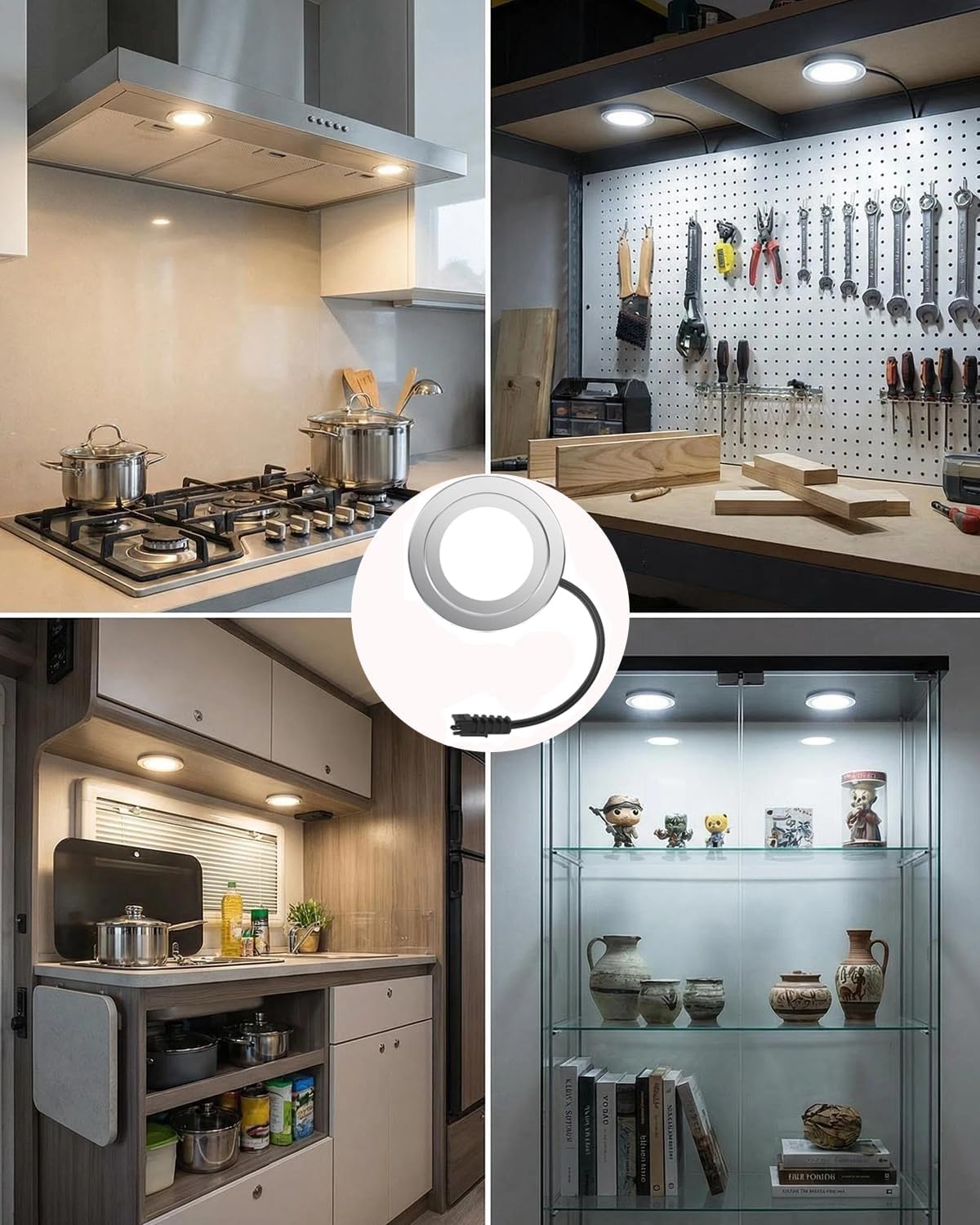 12V DC 1.5W Range Hood Light, LED Bulbs Replacement, 68mm/2.68in Hole Recessed Stove Hood Light Bulbs, Energy Efficient Kitchen Vent Hood Light Bulb Replacement, Bright White 6000K, 2 Pack