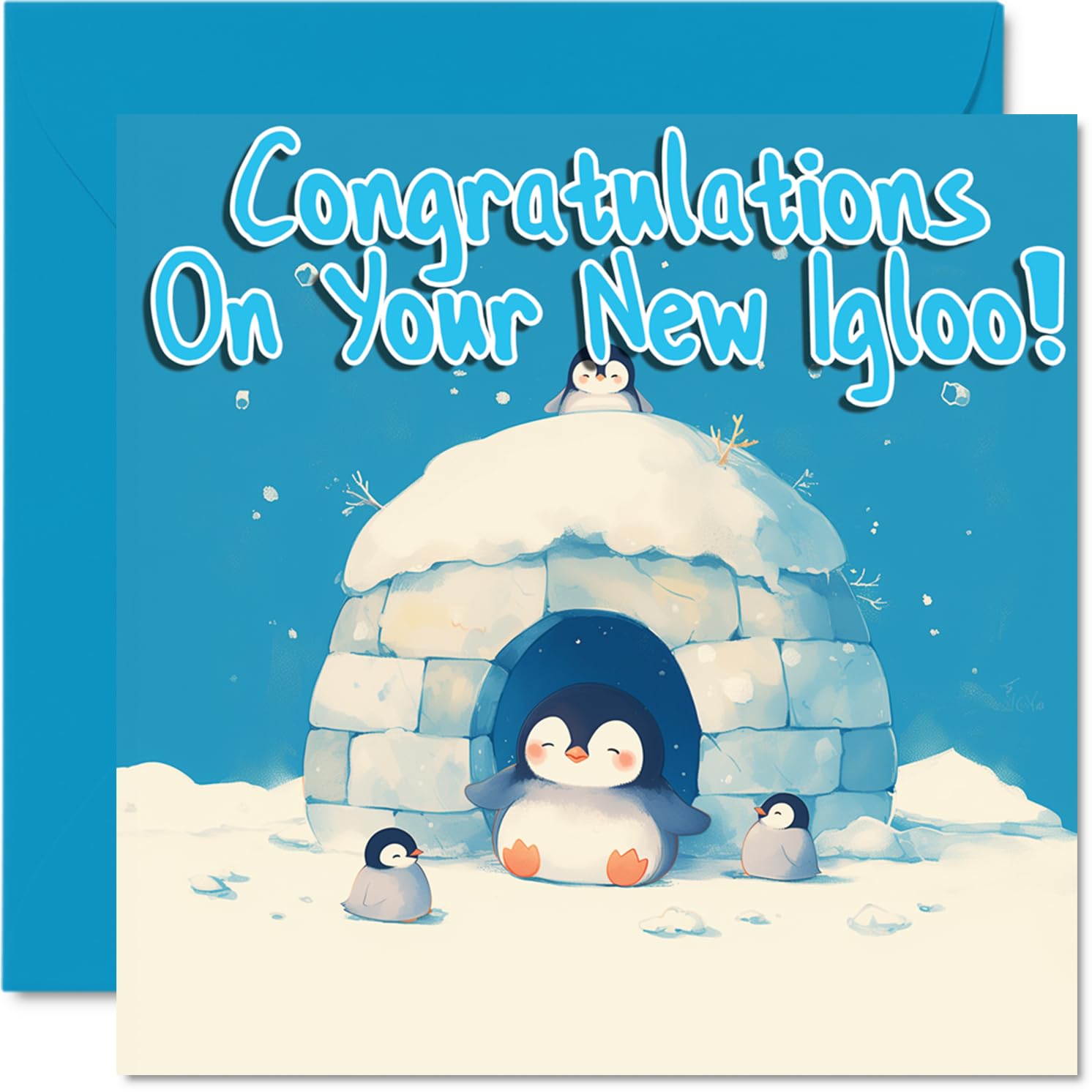 Happy New Home Card for Men Women - Penguin - Congratulations Housewarming House Card for Friends Family Colleague Neighbour, 145mm House Warming Greeting Cards