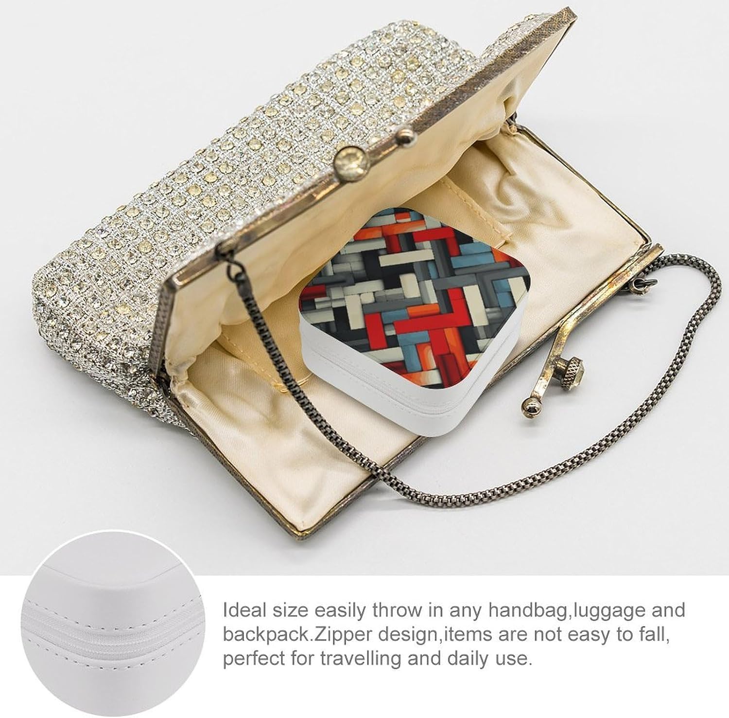 Diagonal Geometric Travel Jewelry Case Small Jewelry Organizer image 3