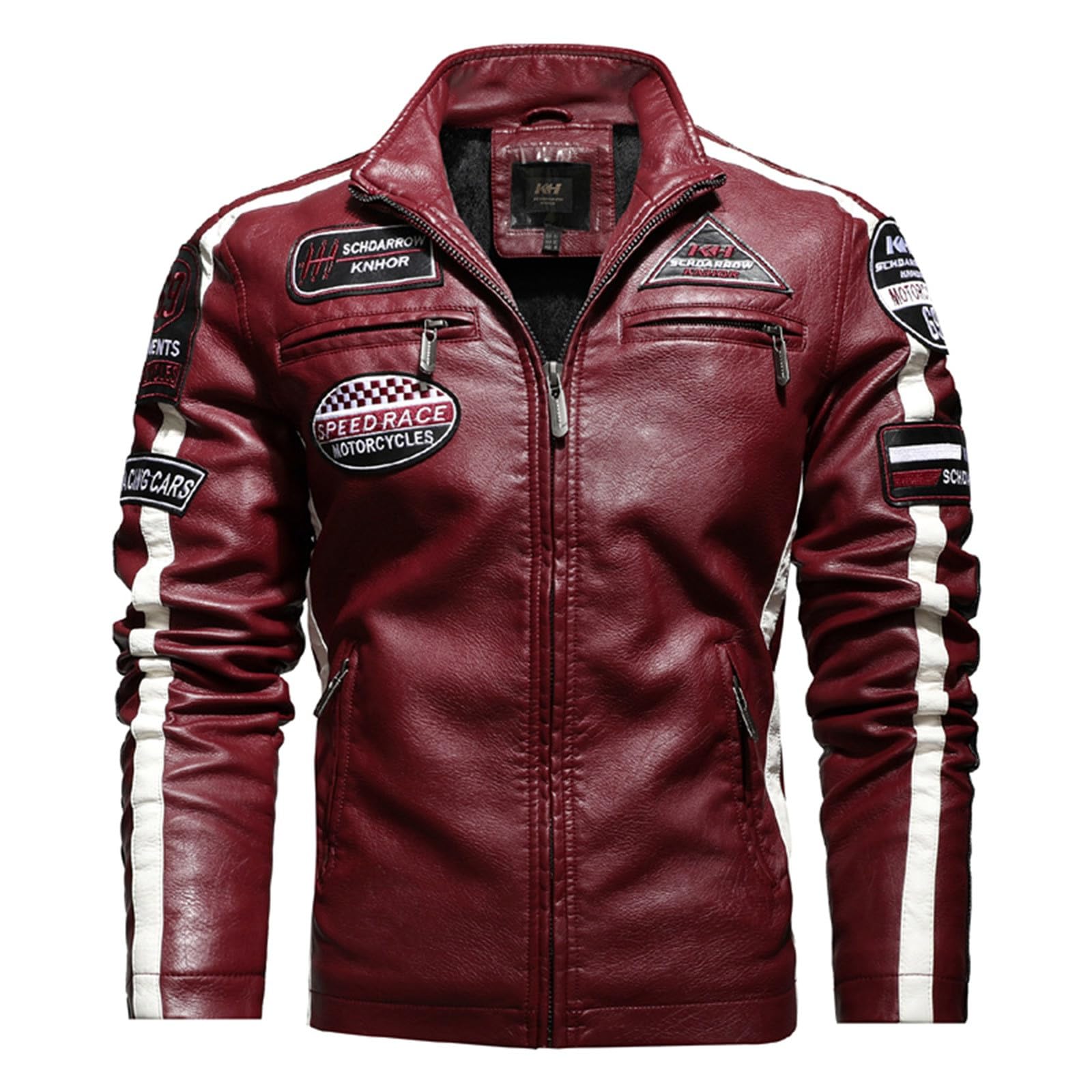 Snow Hiking Gear Motorcycle Racing Suit Trendy Leather Jacket With Fleece Label Contrast down Jacket Men with