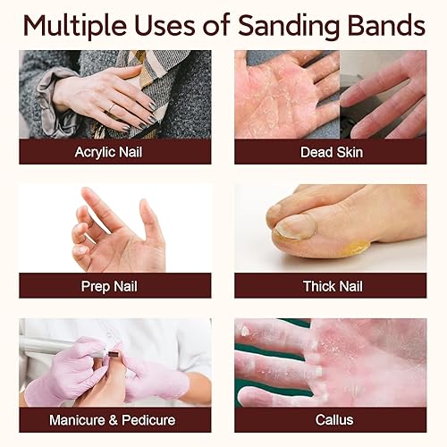 Miniatura 6 de 150 bandas de lijado profesionales para taladro de uñas, brocas de lijado para manicura y pedicura, 80 bandas de lijado de uñas gruesas, 120