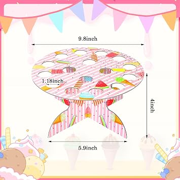 Wesiti 2 Pack 16 Holes Ice Cream Cone Holder Stand Decoration Cardboard Ice Cream Taper Display Waffle Hand Roll Sushi Popcorn Cone Display Stand for Birthday Party Anniversary Wedding Buffet Summer