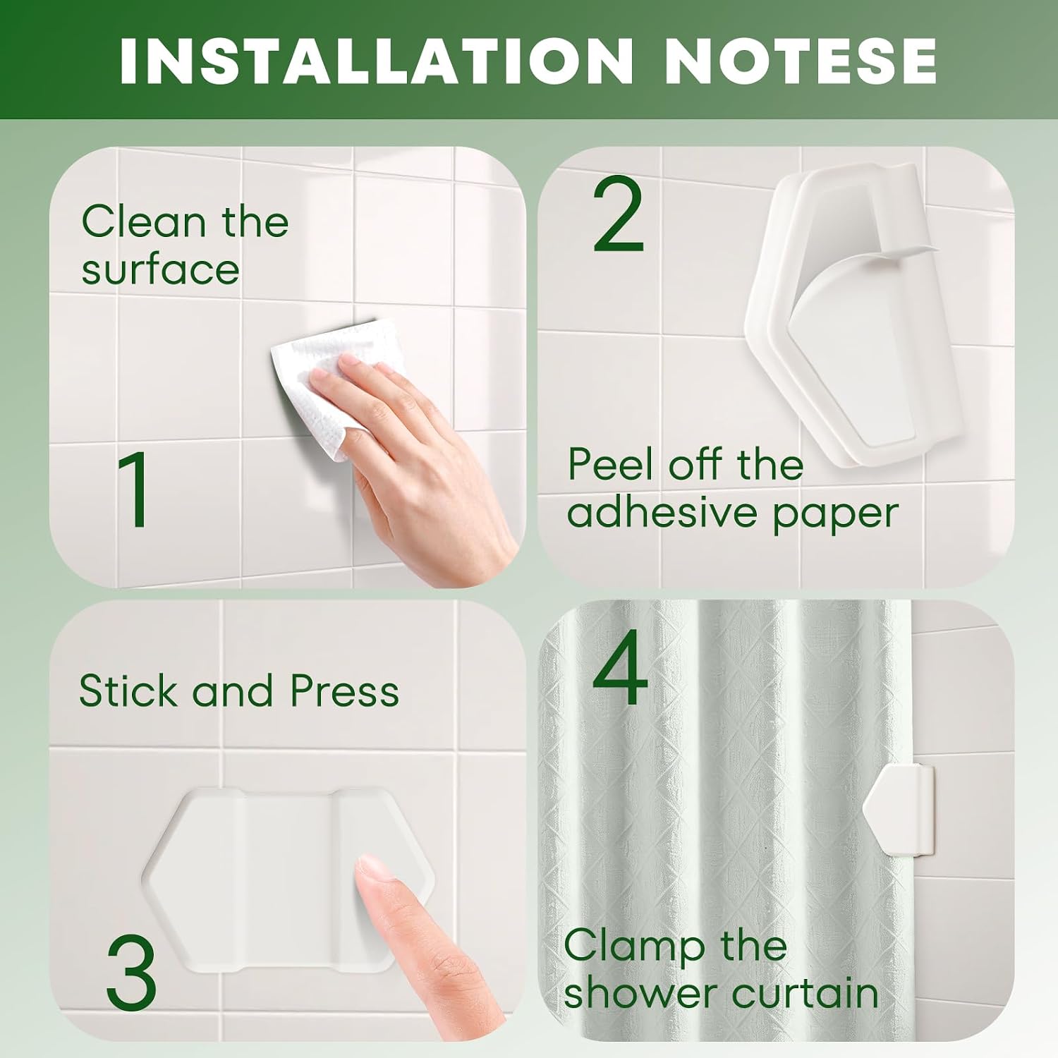 8pcs Magnetic Shower Curtain Clips, Keeping Liner Closed, White
