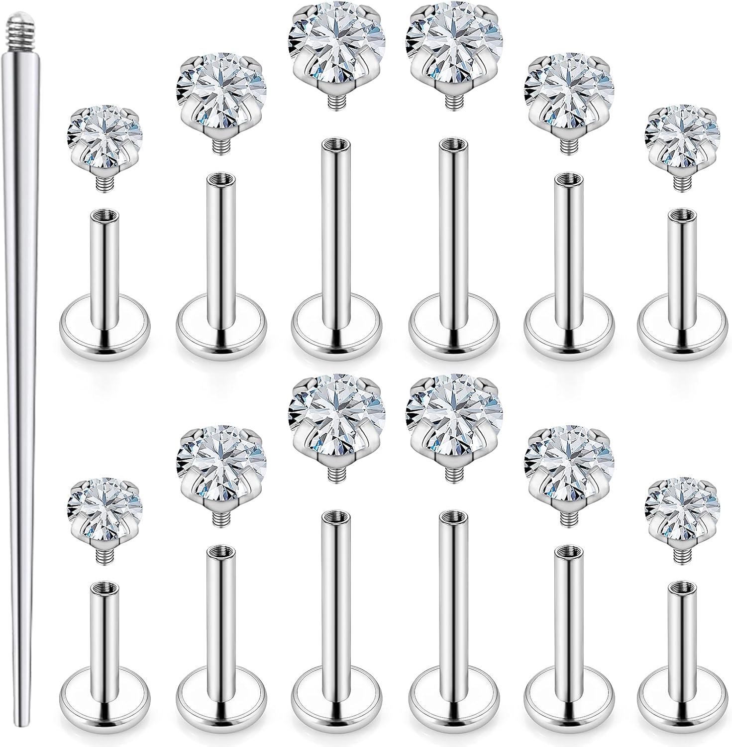 18G 16G 14G Lip Labret Medusa Nose Rings Studs Flat Back Earrings Internally Threaded 316L Surgical Steel Snake Bites Lip Rings Flat Back Cartilage Tragus Helix Conch Earring Stud 6mm 7mm 8mm