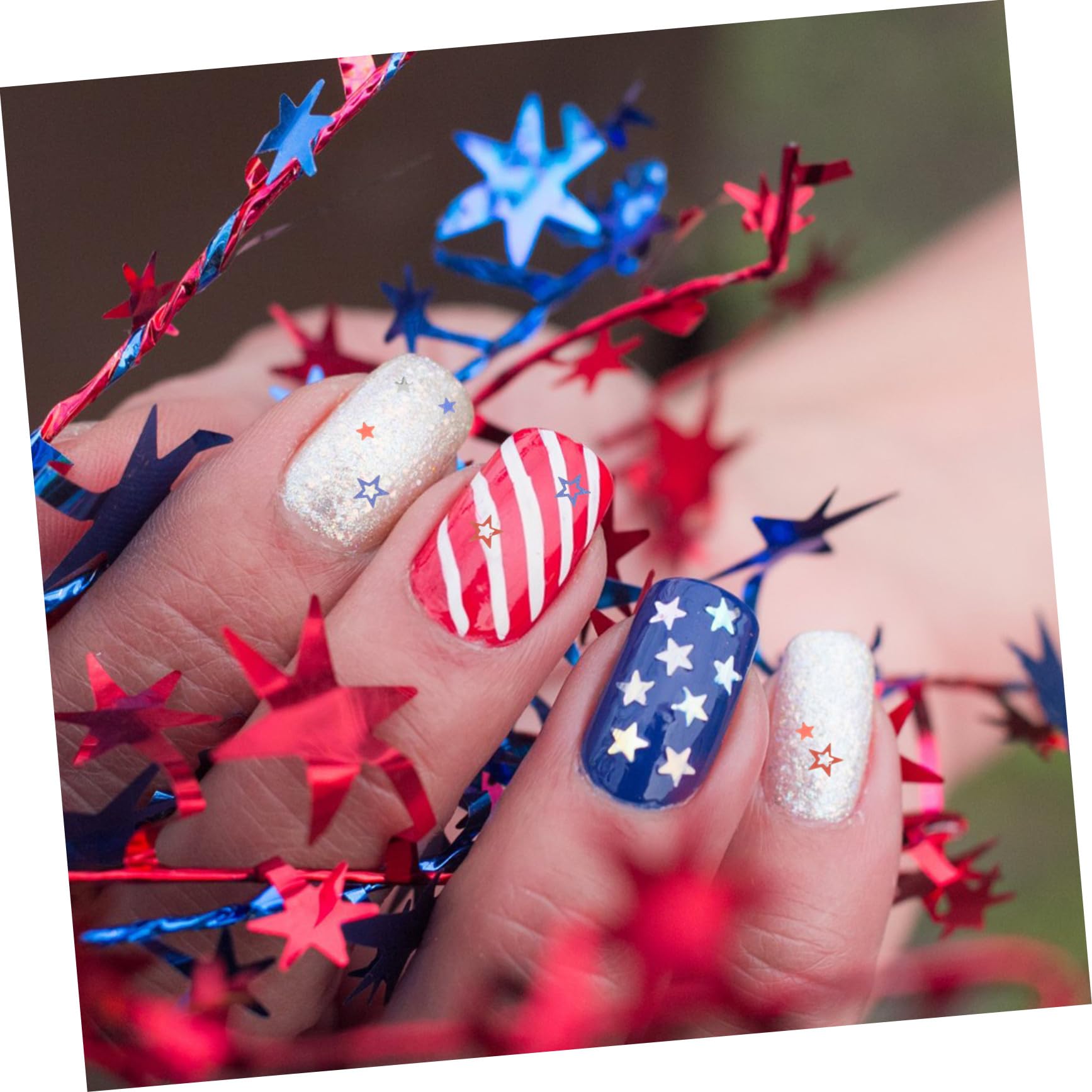 Abaodam 30 Cajas Lentejuelas Pentagrama Calcomanías De Uñas En Forma De Estrella Lentejuelas De Maquillaje De Ojos Confeti De Uñas Estrella Patriótico El Plastico Encanto Escamas De Uñas
