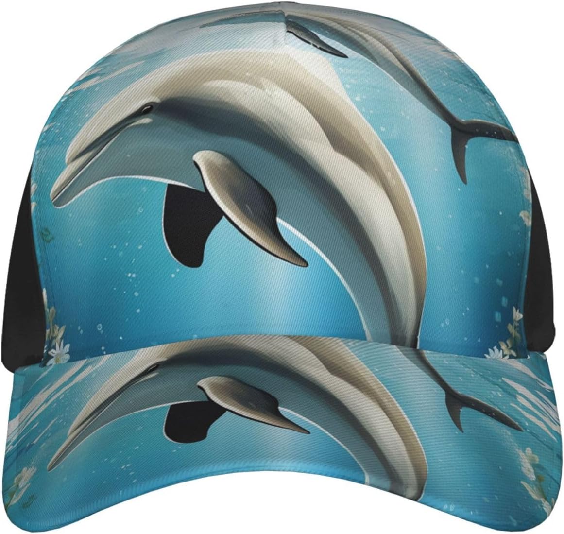 Kiss Dolphin Tale Baseball Caps for Women Men Golf Dad Hat Adjustable Sun Hat Fashion Sports Caps Black