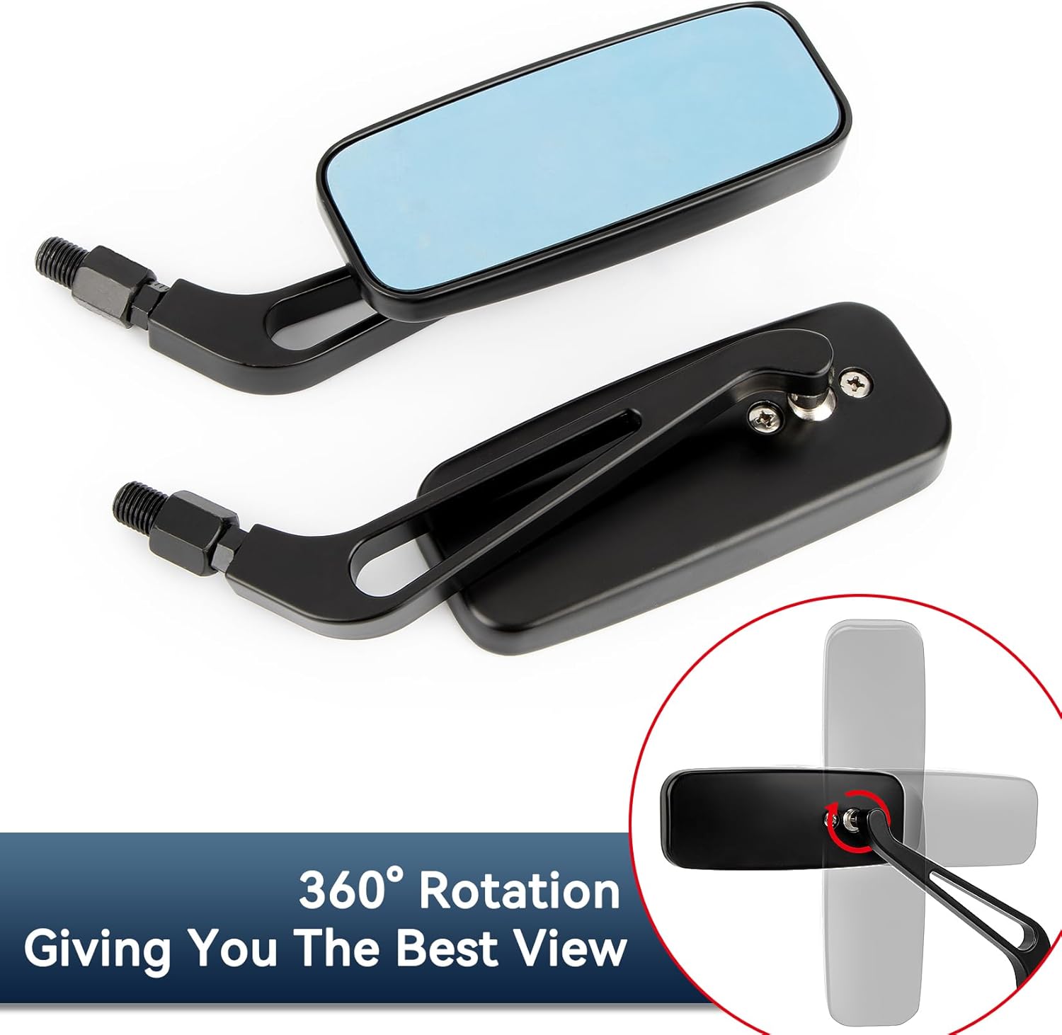 PSLER 8mm 10mm Motorcycle Mirrors - Motorcycle Rear View Side Mirrors fit for Road Glide Street Glide Sportster 48 883 120 Chopper Softail Bobber Cruiser (Black)