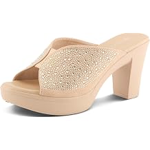 PATRIZIA Womens LAVINA Slide Sandals - Platform Heel with Crystal Embellishments, Cushioned Insole for Comfort