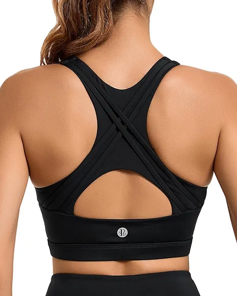 RUNNING GIRL High Impact Sports Bras for Women High Support Women’s Sports Bra Racerback Workout Running Bra Black Large