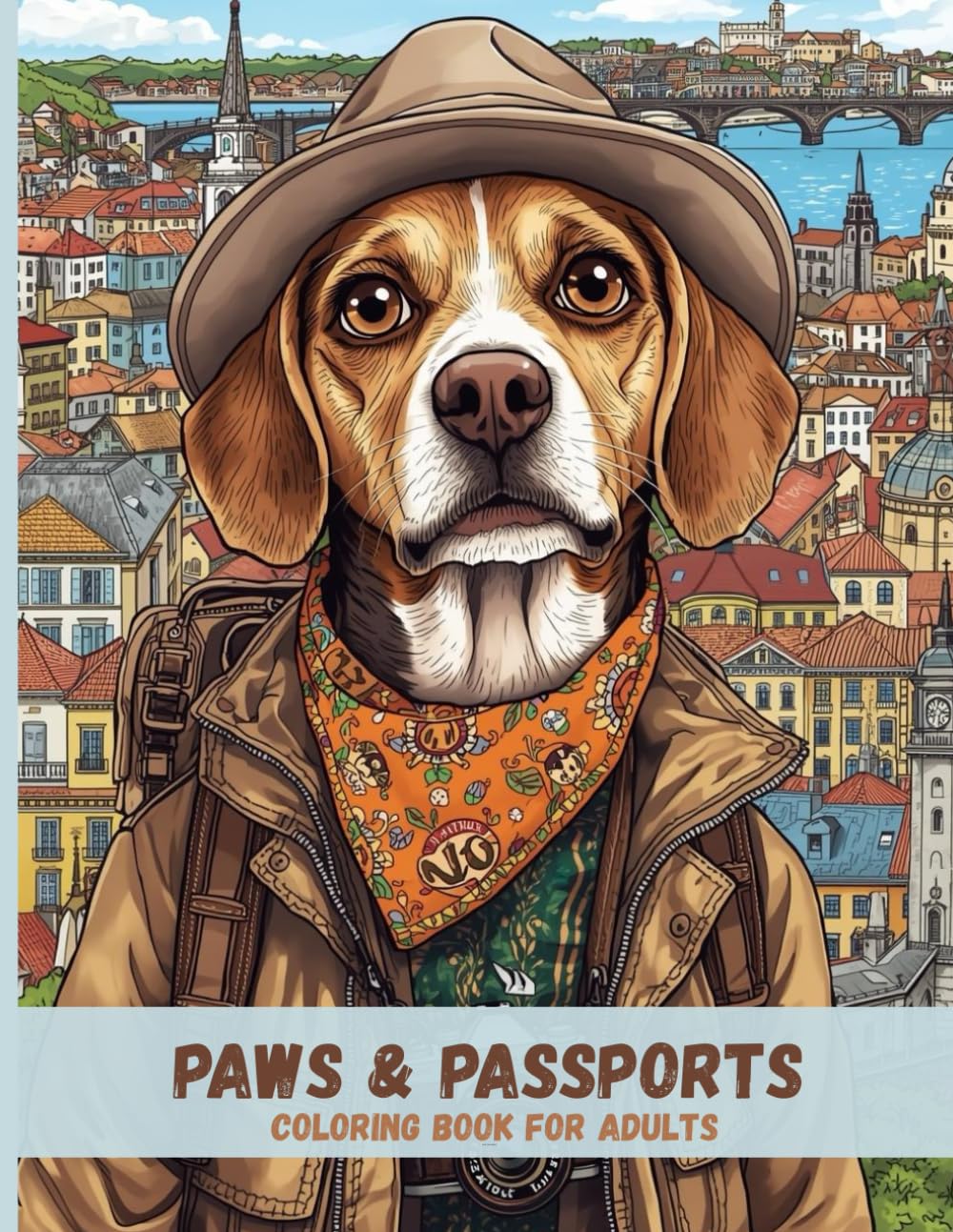 Paws & Passports: Relaxing Traveling Dogs Coloring Book for Adults