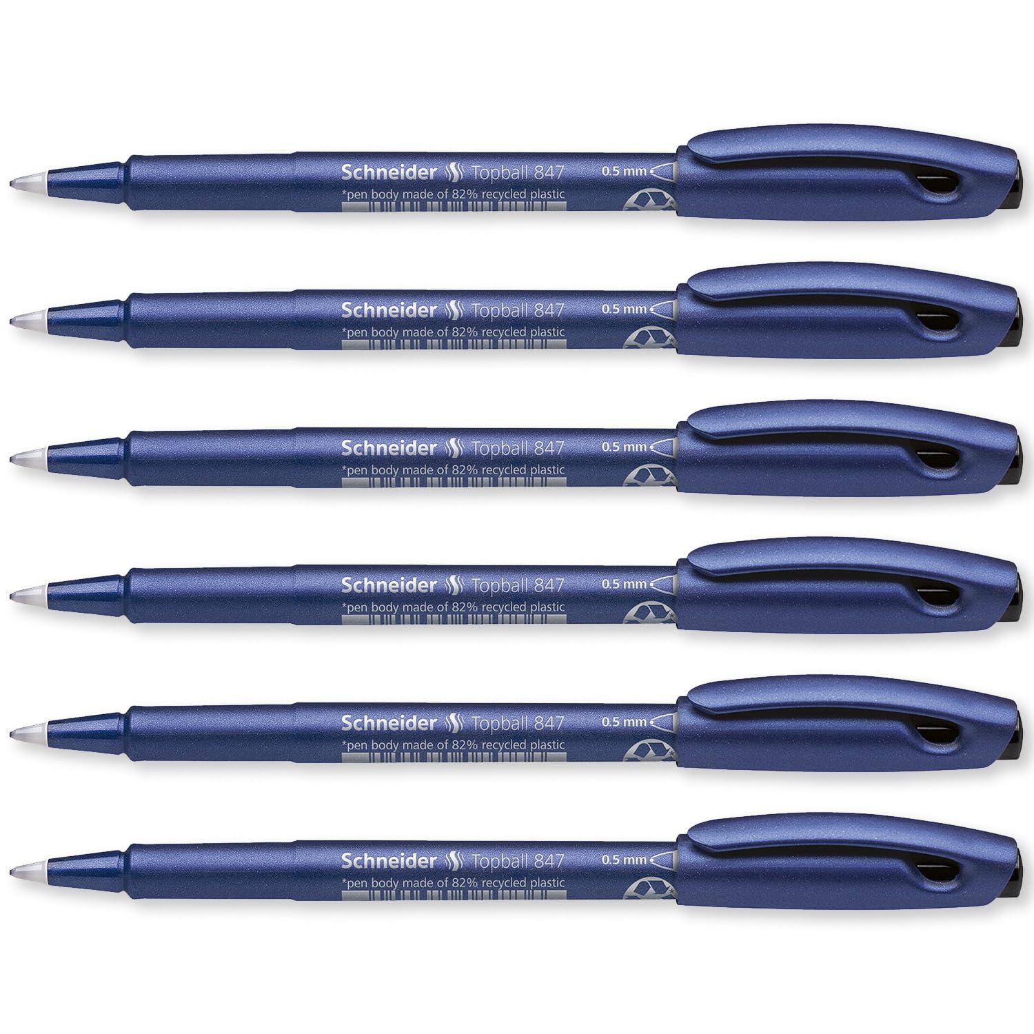Schneider Topball 847 Rollerball Pen 0.5mm Smooth Writing Black Pack of 6
