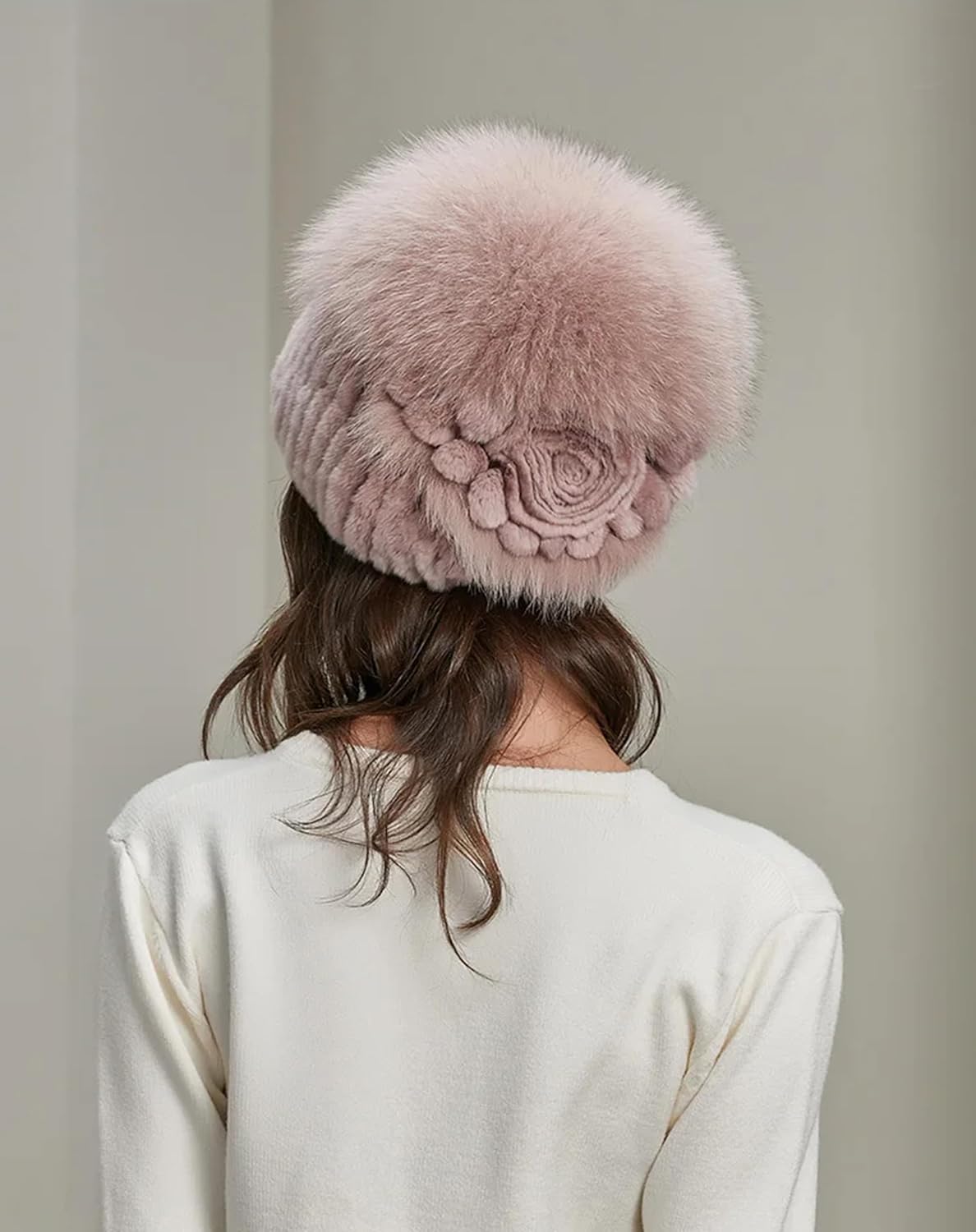 Women's Russian Style Thick Warm Cold Weather Winter Hat with Flower Retro Patchwork Knit Slouchy Beanies Ski Skull Caps