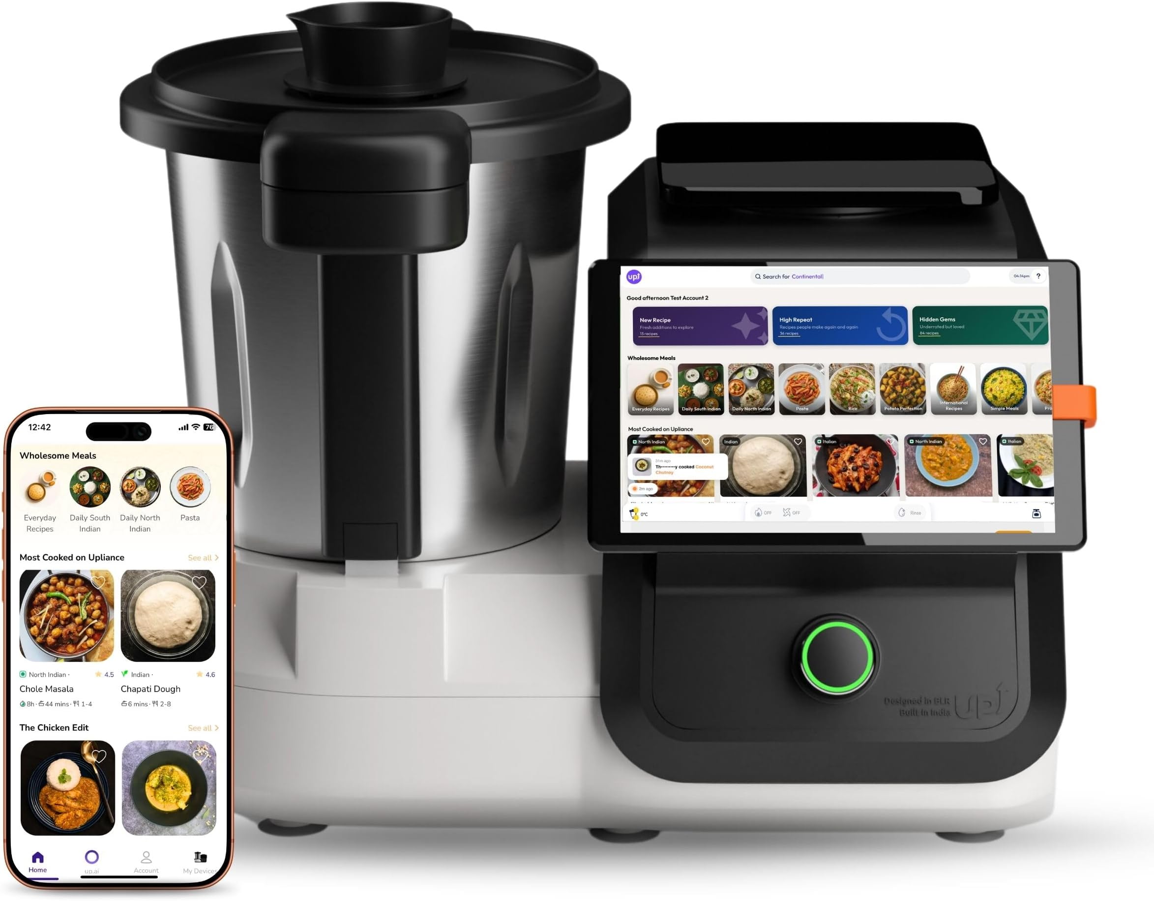 Upliance delishUp, AI Cooking Assistant with Unlimited Recipes | WiFi & 8-inch Touch Screen | Automated Chop, Saute, Stir, Knead, Steam, and Cook