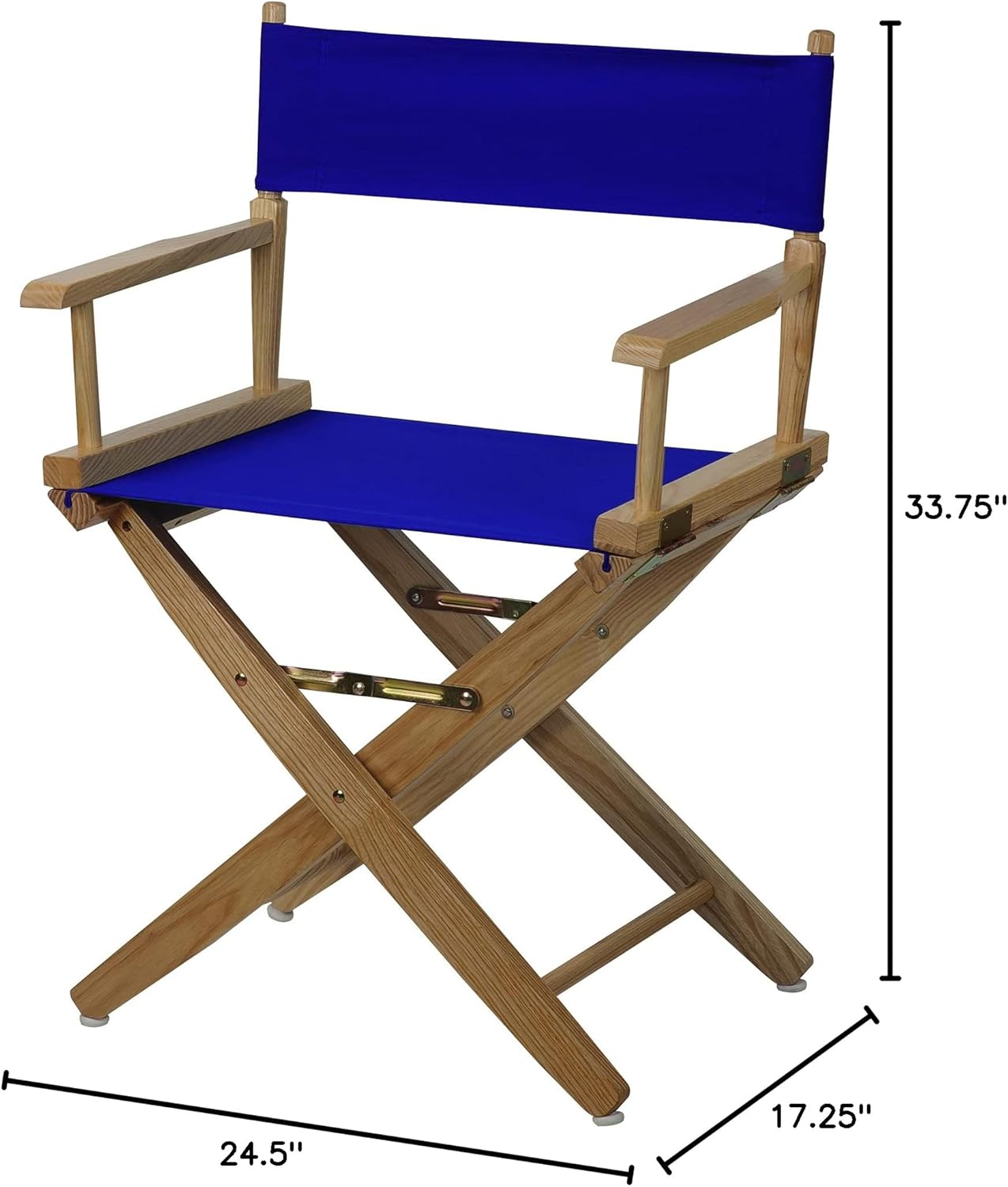 American Trails Extra-Wide Premium Directors Chair 18" H Classic Height Natural Frame Blue Canvas