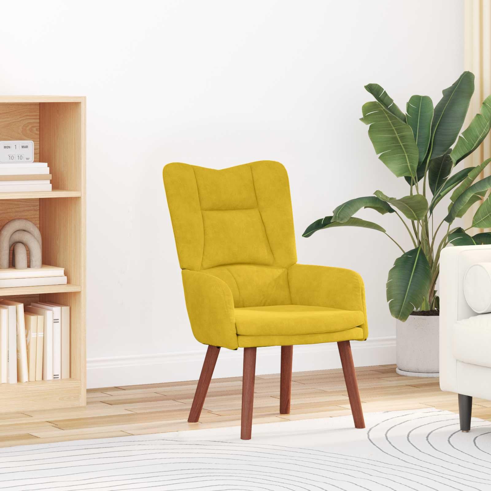 SooIarix Sessel Gelb 63x67x94cm, Samt Modern Relaxing Armchair, Polsterstuhl mit Massivholzbeinen, Flauschig, Langlebig Küche, Haushalt & Wohnen