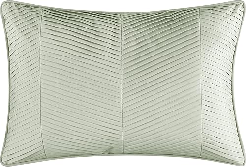 Miniatura 6 de Chic Home Meredith - Juego de edredón de felpa acanalada con diseño de cheurón - Fundas de almohada decorativas - Verde (King) BCS18533-CN