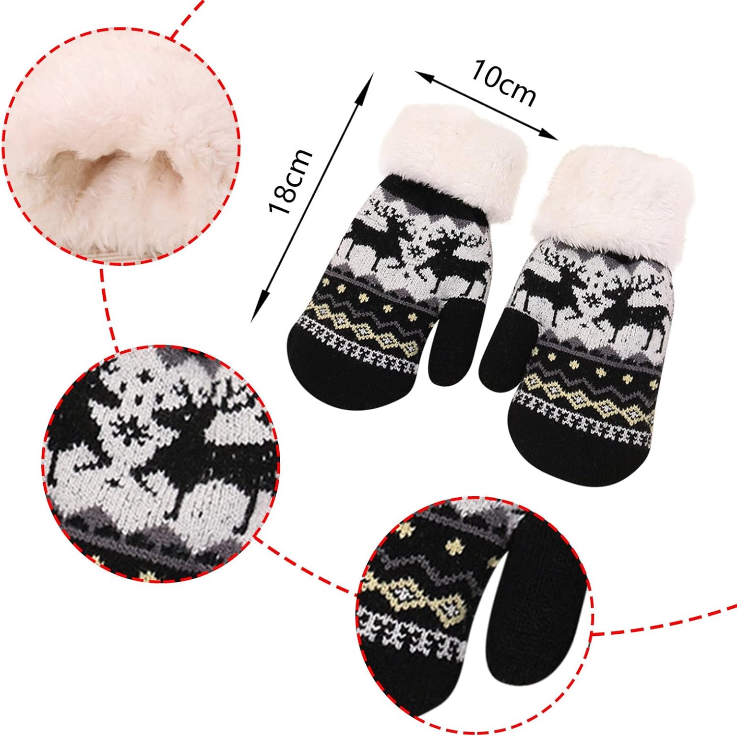 AUFJ Fleece Thickened Winter Warm Kids Christmas Printed Mittens For Boys And Girls Cute Cold Weather Pack Mittens Gloves: Clothing, Shoes & Jewelry