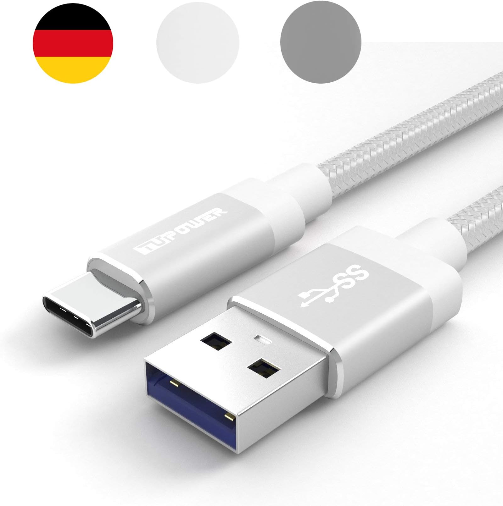Type C USB 3.0 Cable silver Silber 1x1m
