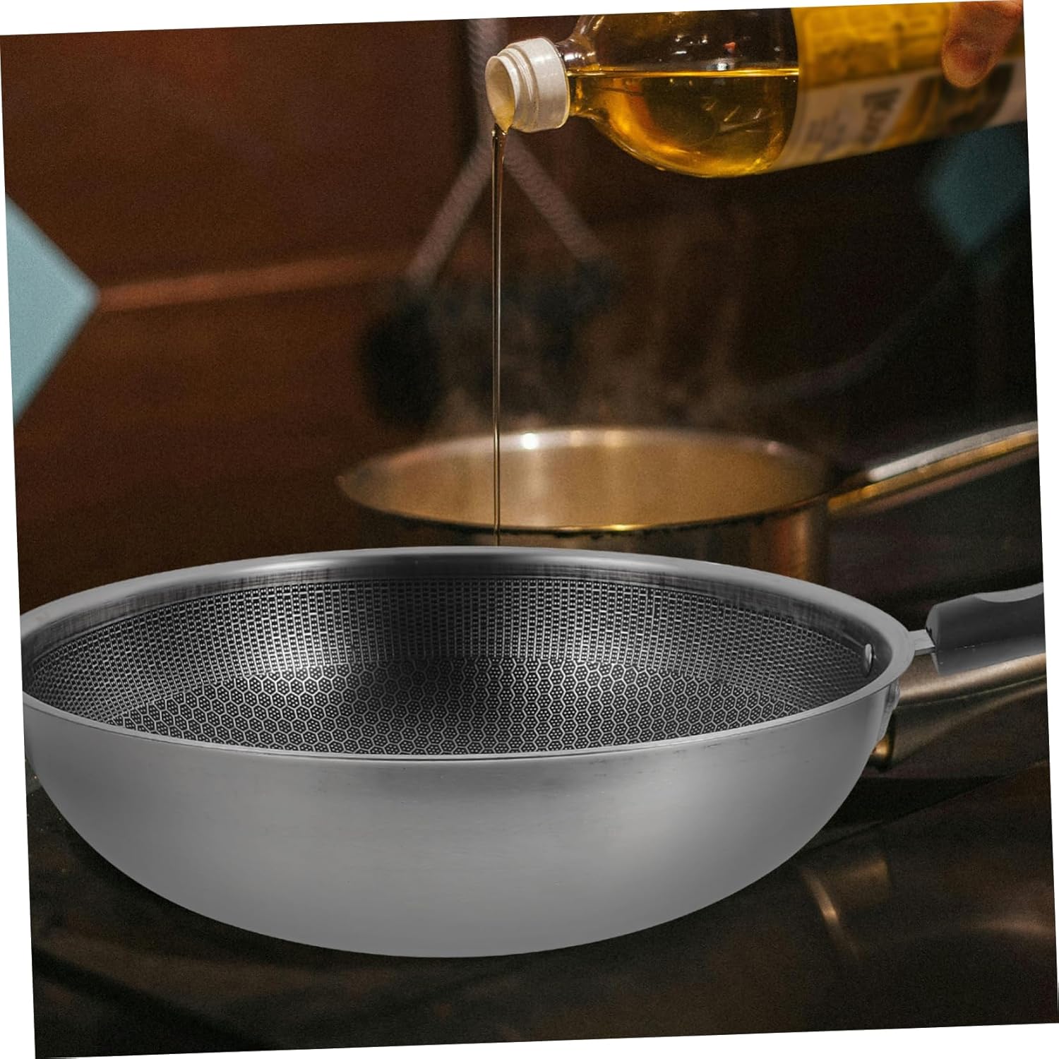 ABOOFAN Honeycomb Non Stick Stainless Steel Frying Pan Scratch Resistant Skillet with Ergonomic Handle for Even Heat Distribution for Eggs Steaks and Everyday Cooking