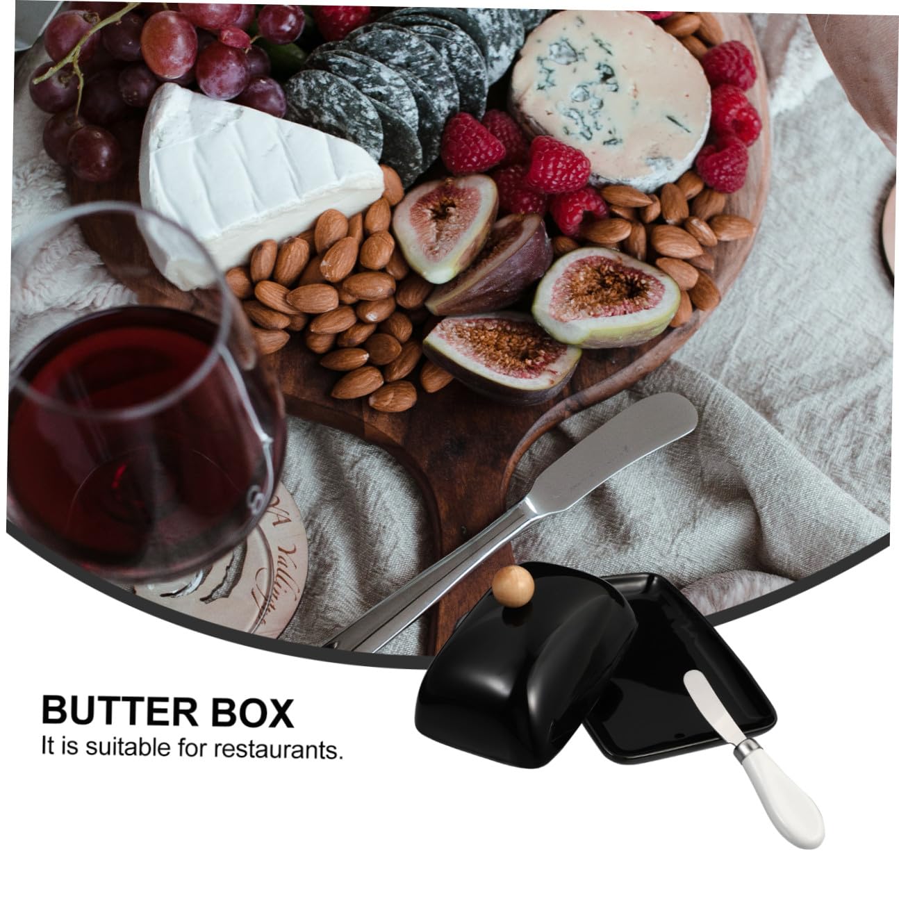 Beurrier en Céramique Noir avec Couvercle pour Banquets