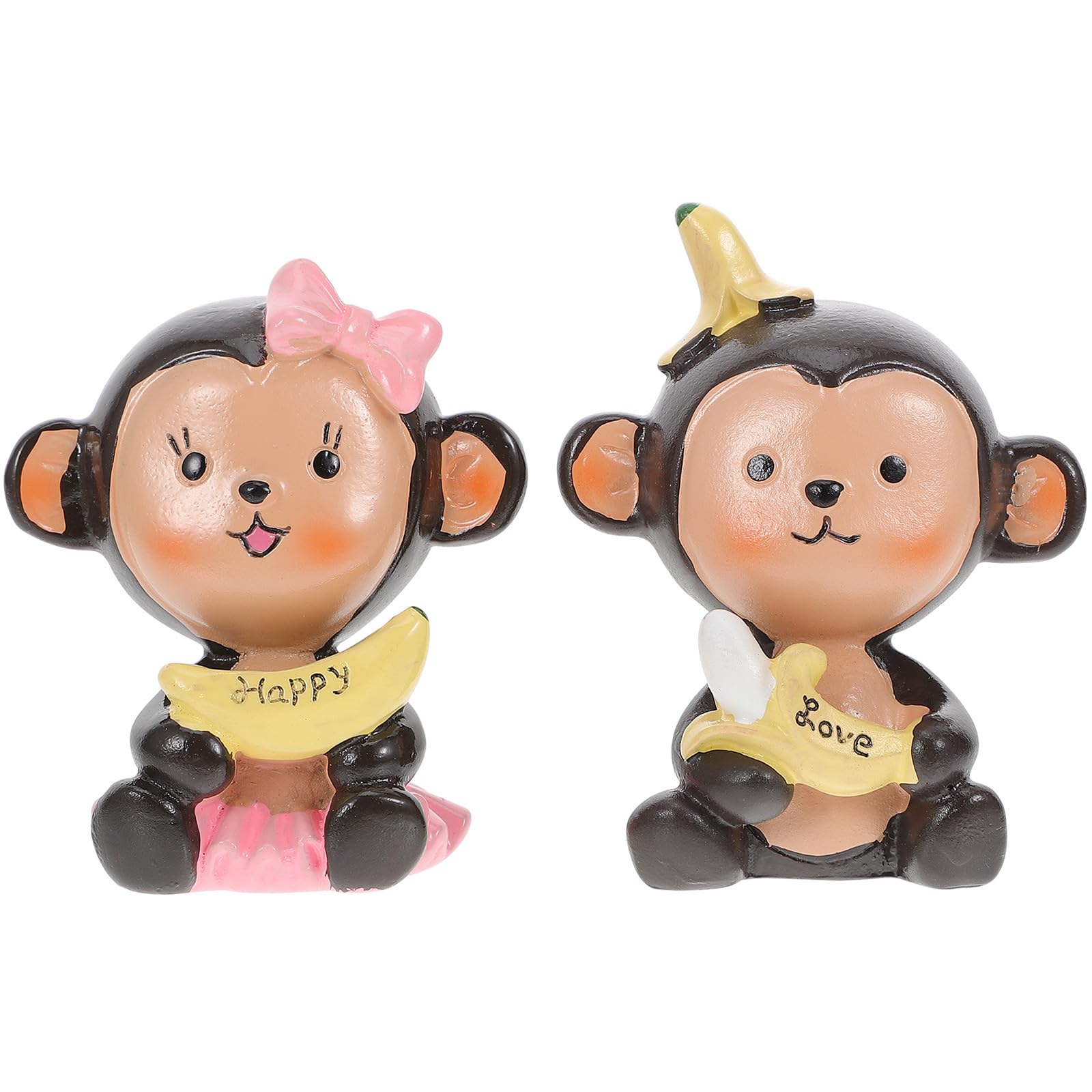 PRETYZOOM 2Pcs Couple Cake Topper Wedding Valentines Day Monkey Cake Ornament Lovers Figurine Party Holiday Cake Decoration Cupcake Topper for Holiday Party