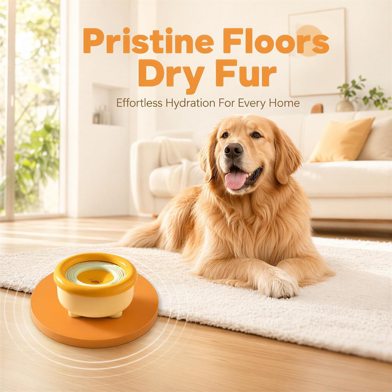 Bol d'eau Flottant, Grande capacité de 51 oz, sans déversement, avec Disque buccal Anti-Humide, mangeoire à Eau Lente Anti-éclaboussures, Base antidérapante, Orange et Vert for Chiens et Chats