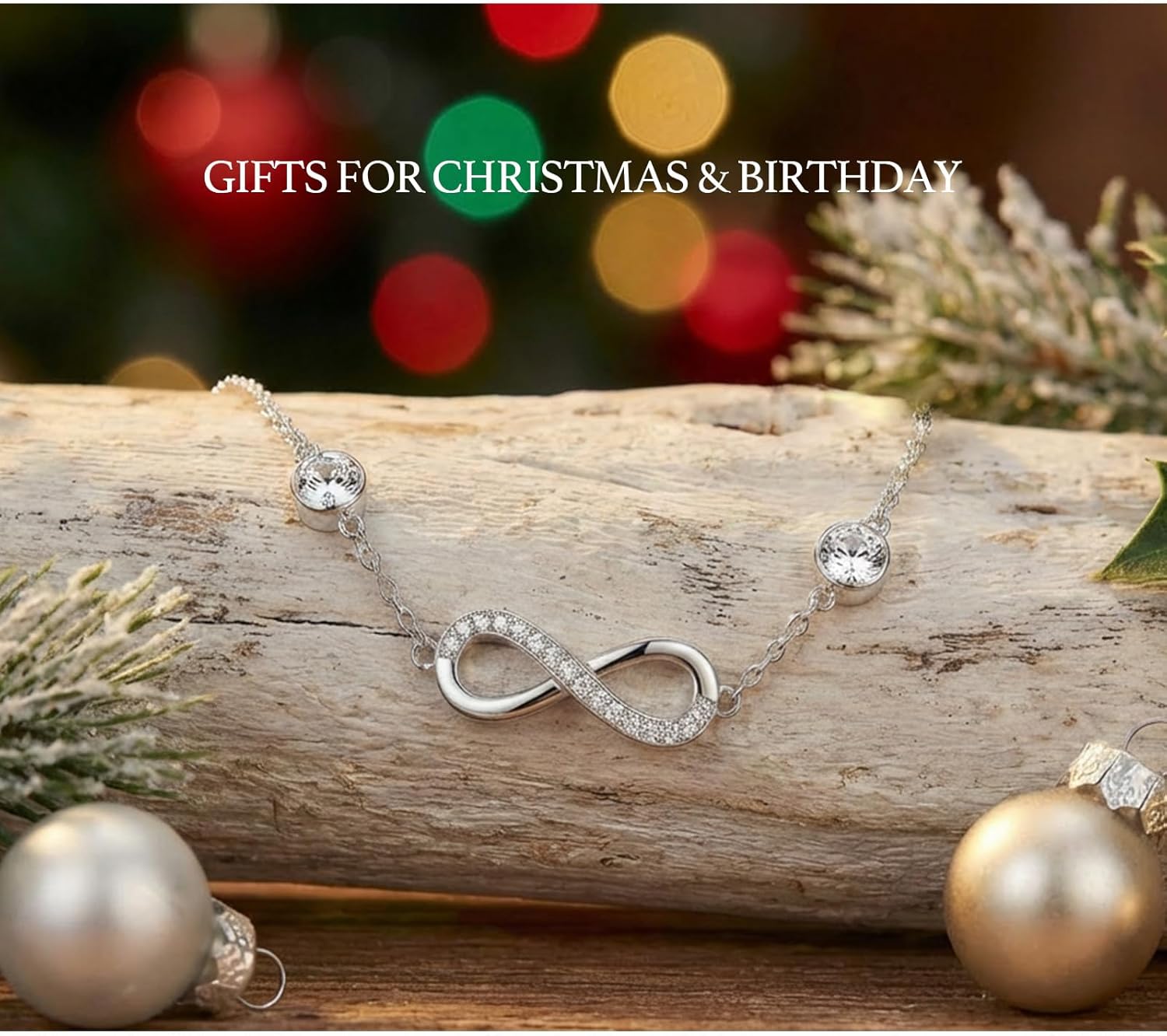 Infinity Birthstone Chain Link Bracelet for Women, Adjustable S925 Sterling Silver Slide Bracelet with Couple Birthstone Jewelry Birthday Anniversary Christmas Gifts for Mother Wife - Image 6