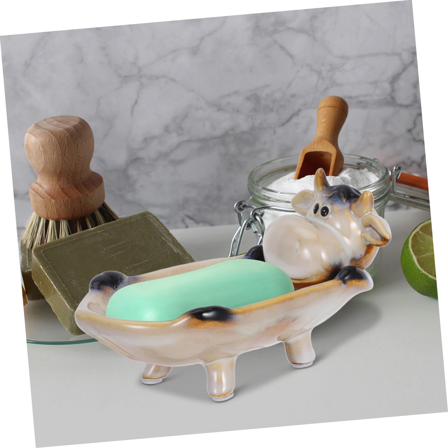 Jabonera Cerámica Decorativa De Animales Drenaje para Baño y Cocina Soporte Multifuncional para Jabón y Accesorios Pequeños Diseño Creativo y Práctico