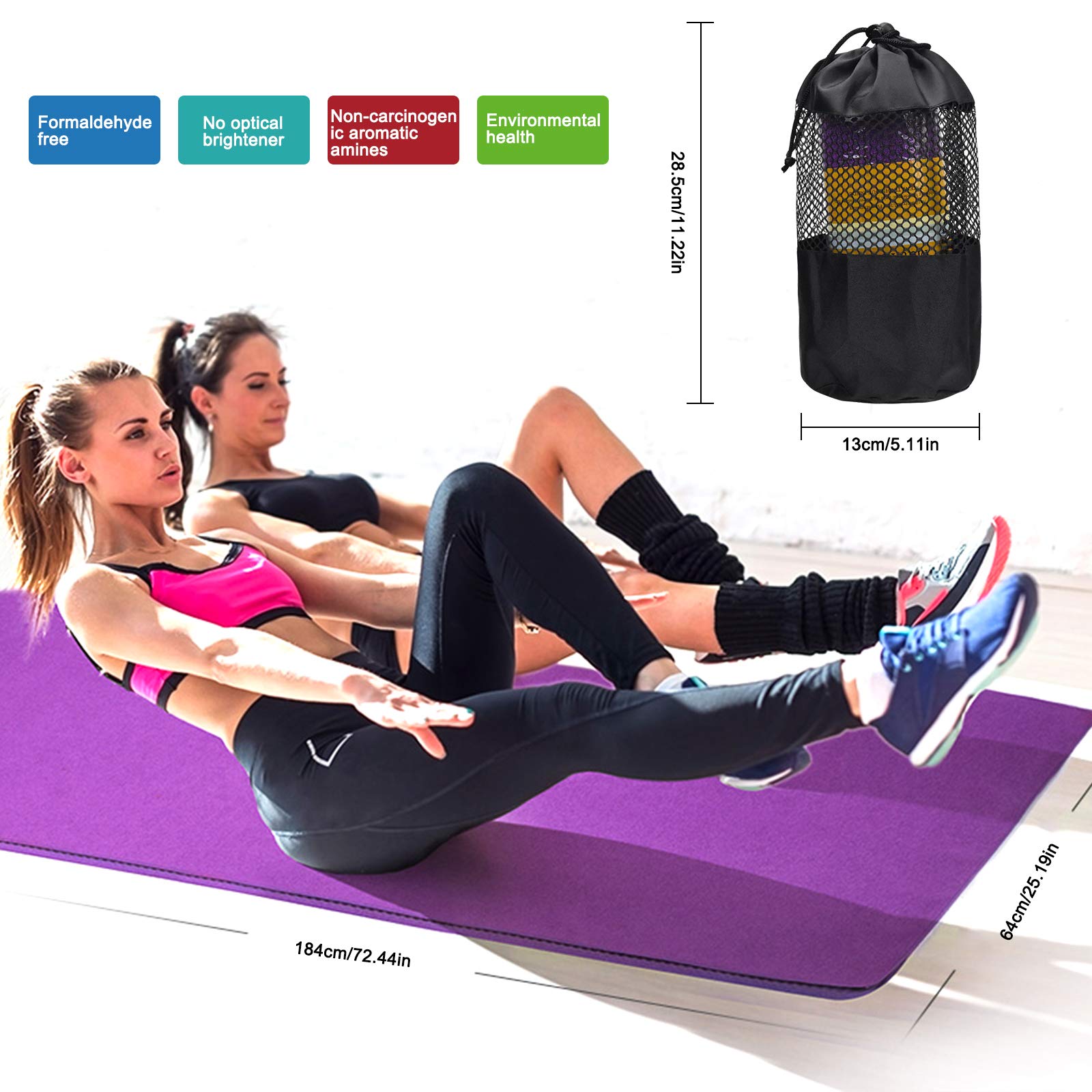 Serviette Yoga Serviette De Yoga En Microfibre Pour Tapis De Yoga, 61 X 183 Cm, Serviette De Yoga Antidérapante, Super Absorbante, Lavable En Machine, Séchage Rapide, Sac De Transport Gratuit (gris Foncé