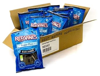 Red Vines Sugar Free Black Licorice, Soft & Chewy Candy Twists, 5oz Bags (12 Pack)