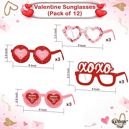 Miniatura 5 de KatchOn, Cartel de feliz día de San Valentín  XL, 72 x 44 pulgadas  Lindas gafas de San Valentín  4 diseños, paquete de 12  Fondo de San Valentín