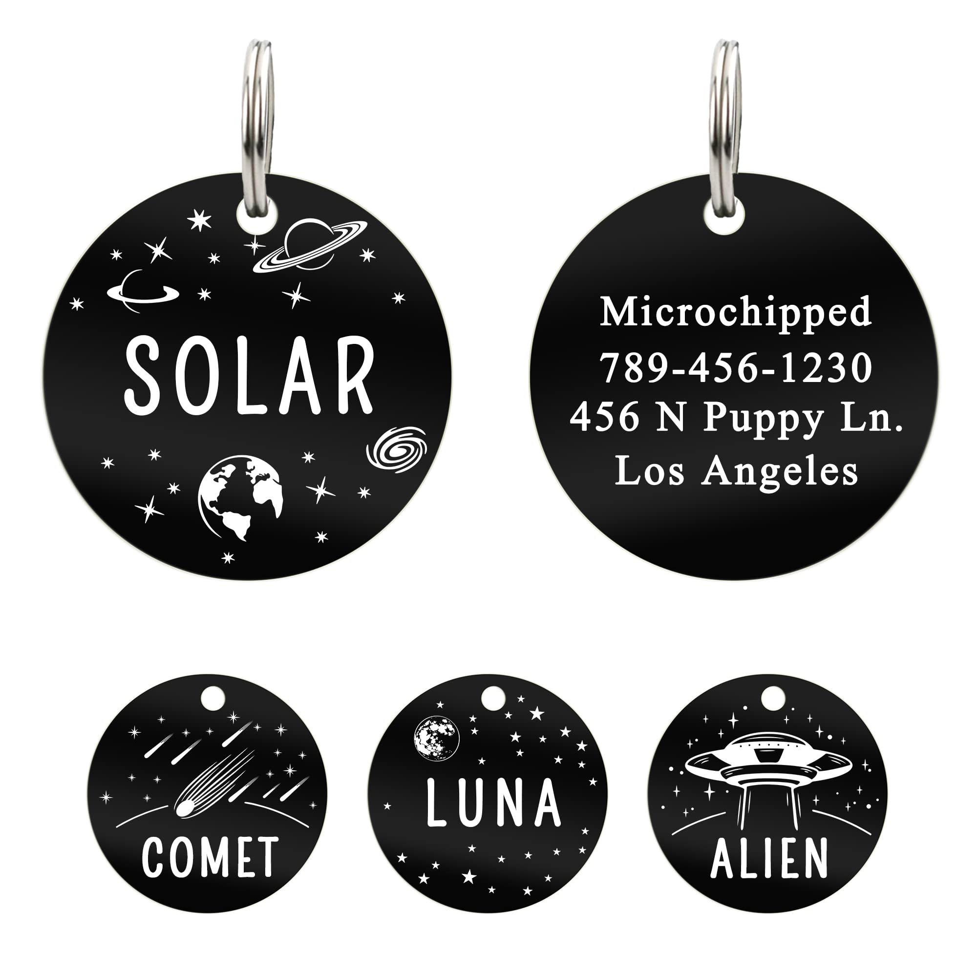 UltraJoys Stainless Steel Pet ID Tag Dog Name Tags Personalized Front and Back Engraving, Customized Dog Tags and Cat Tags, Optional Engraved on Both