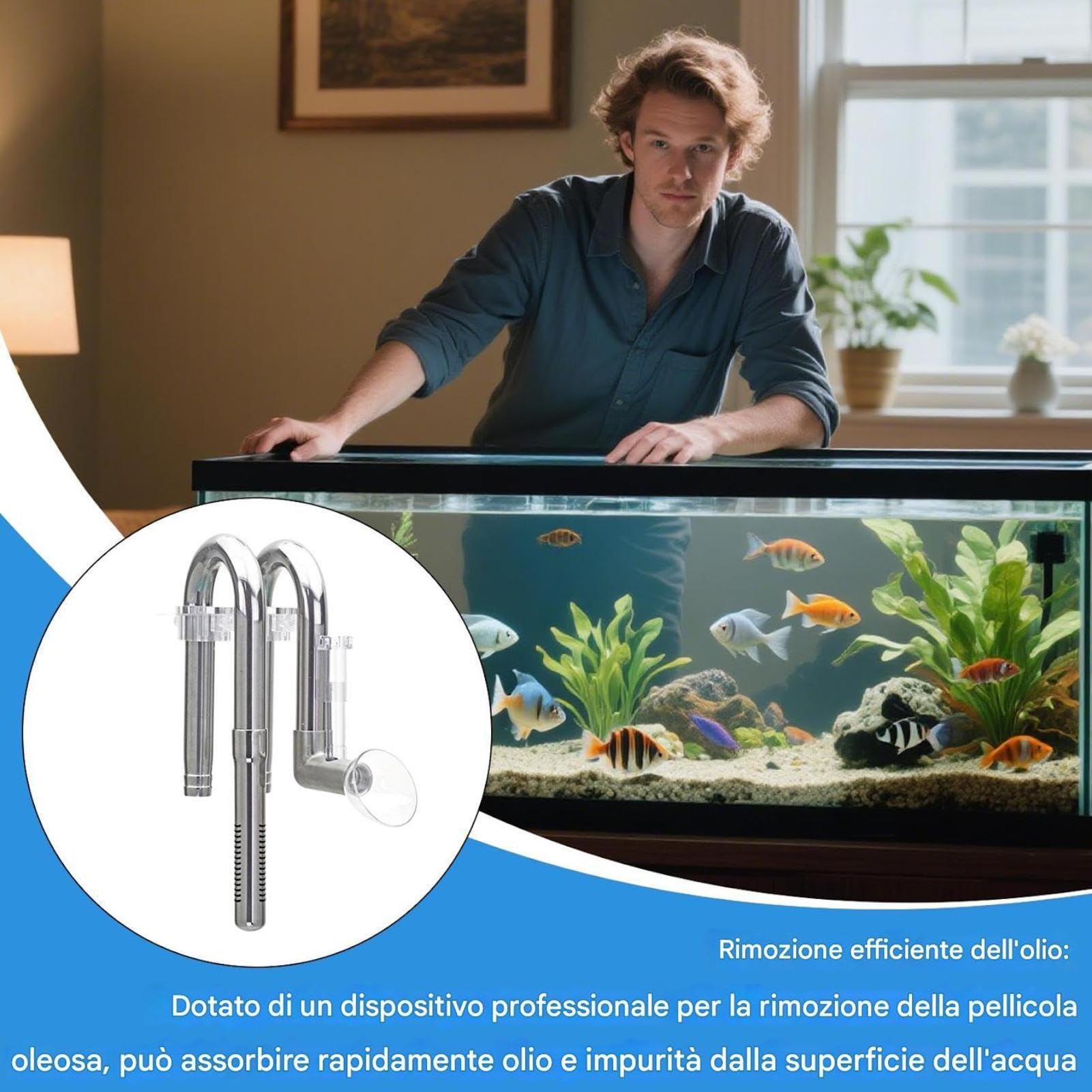 Tubo De Entrada Y Salida Para Acuario Tubos Ajustables Acero Inoxidable | Tubo De Filtro Desnatador De Película De Accesorio Ajustable Para Acuarios De Agua Dulce-Marinos Adultos