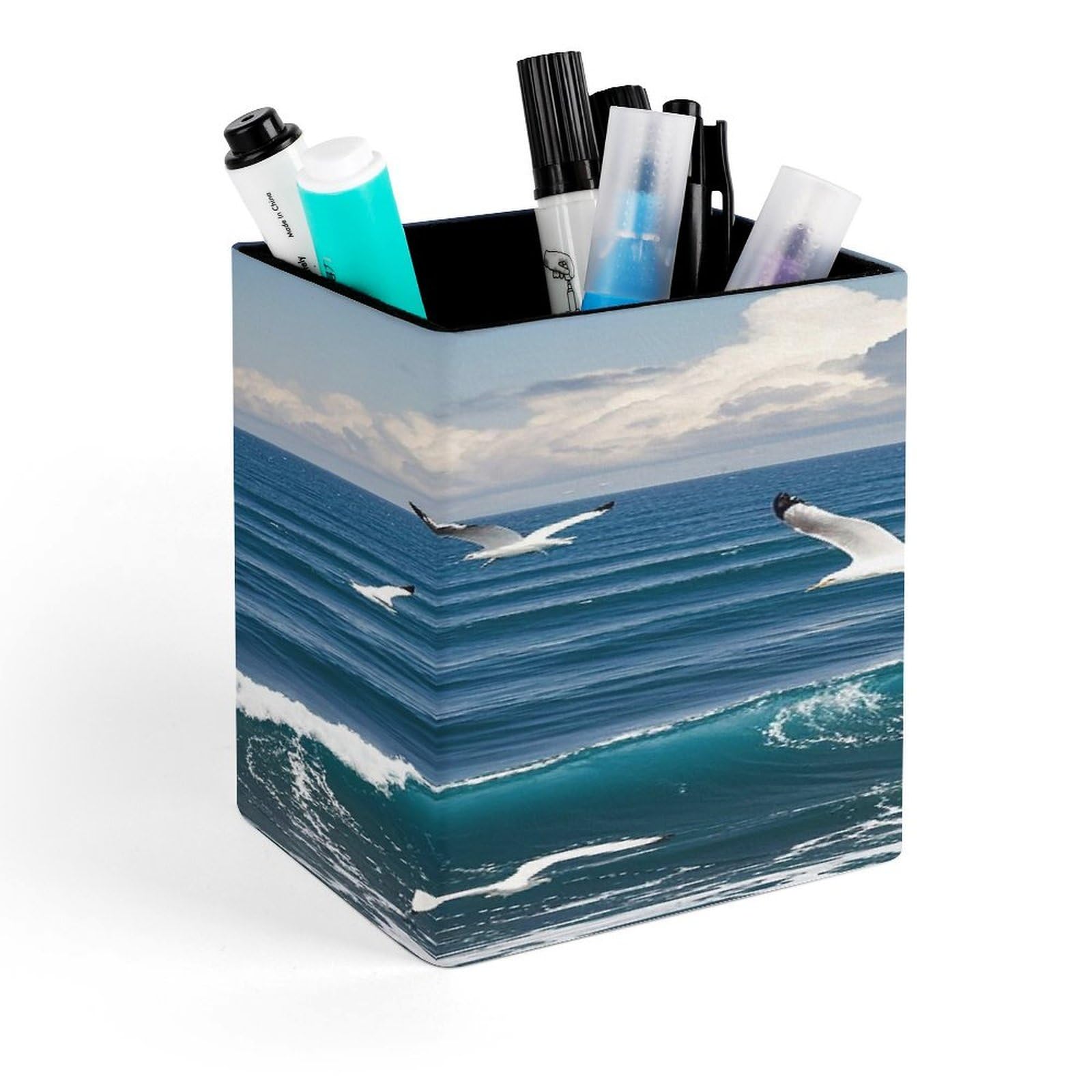 LZQPOEAS The Deep Blue Sea Pen Holder Modern Design Desktop Stationery Organizer Simple&Modern Minimalist Makeup Organizer Multi-Functional Pencil Holder for Office Home