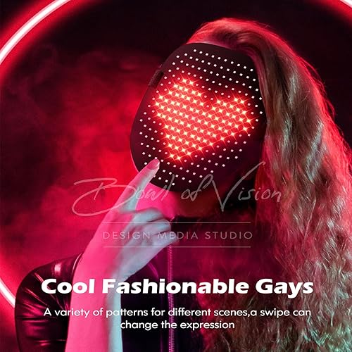 Miniatura 5 de Máscara de luz con detección de gestos, máscara luminosa digital brillante con luz