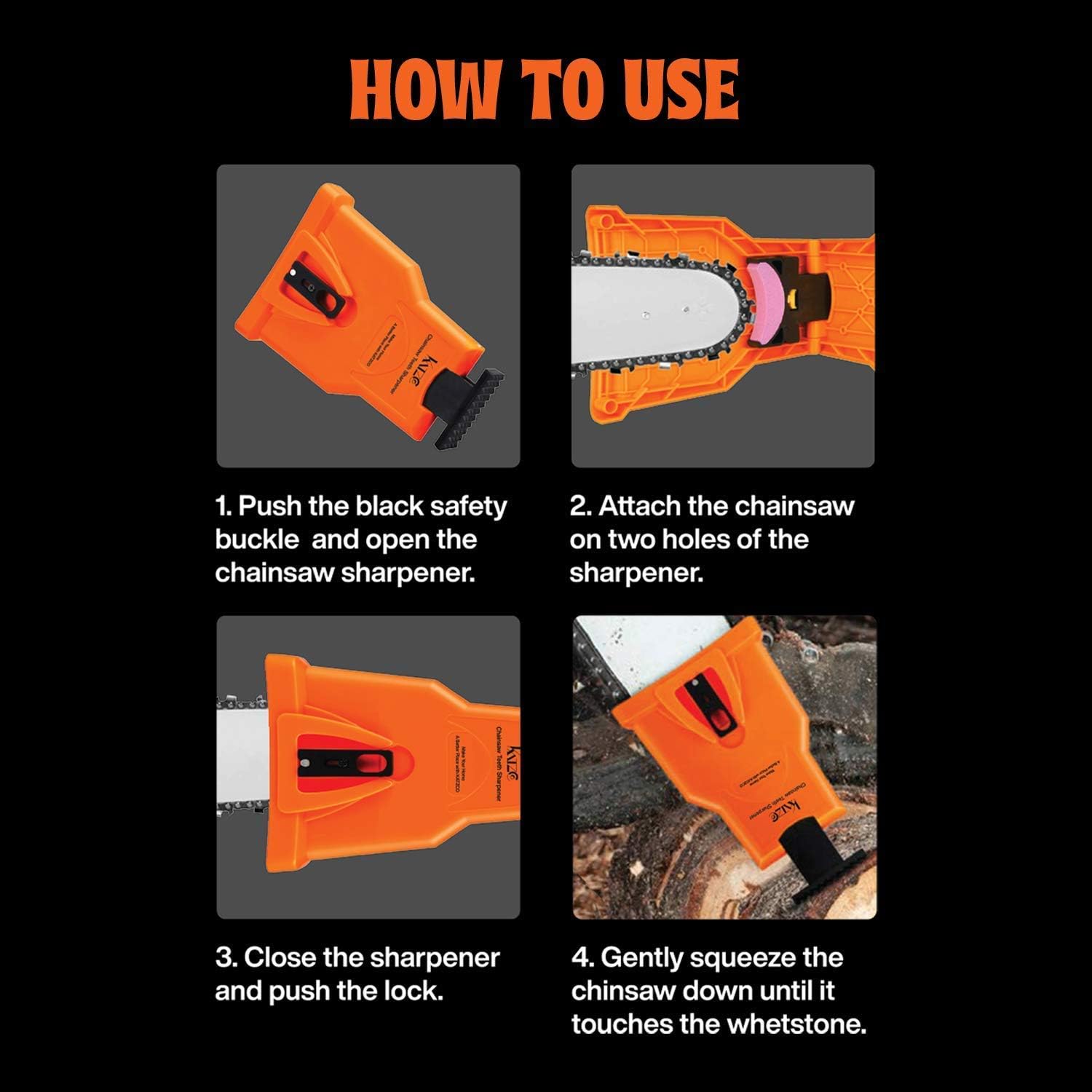 Katzco Chainsaw Teeth Sharpener - Plus 2 Extra Whetstones - Sharpening Chainsaw for Wood, Bone, PVC, Tree Pruning, Camping, Hunting, Toolbox, Bushcraft, Landscaping, Yard Work, and Survival Gear