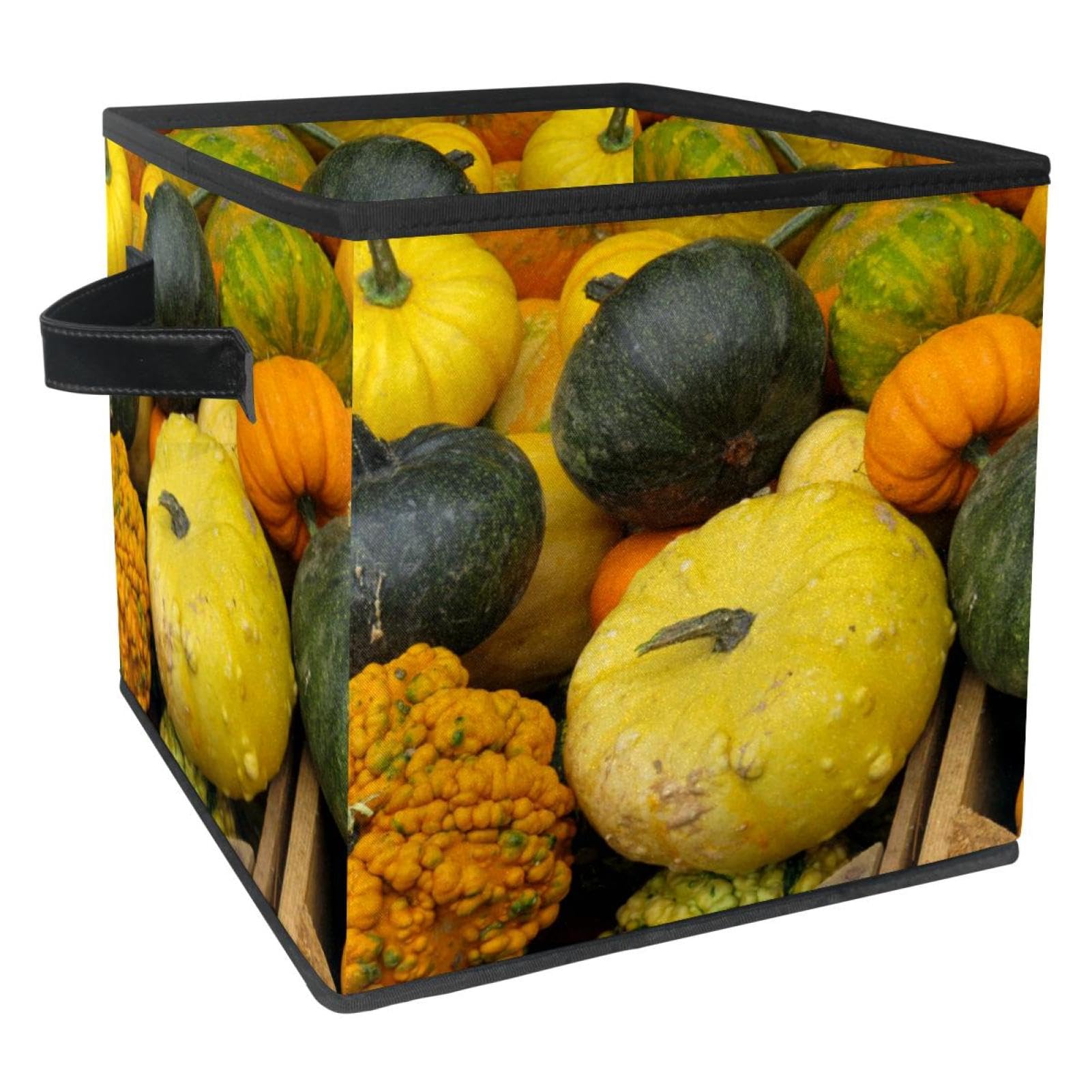 Boîte de rangement pliable cube en tissu orange citrouille pour placard