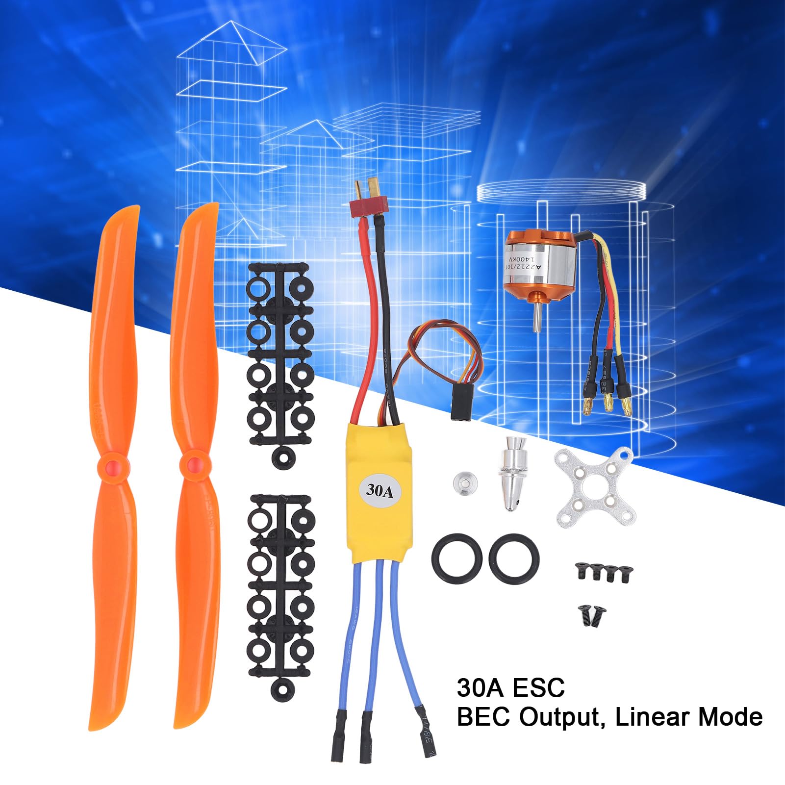 A2212 1400KV RC Bezszczotkowy Silnik 30A ESC Bezszczotkowy Silnik Wychodzący 8060 śmigło i Zestaw śrub do Zdalnie Sterowanego Samolotu Quadcopter