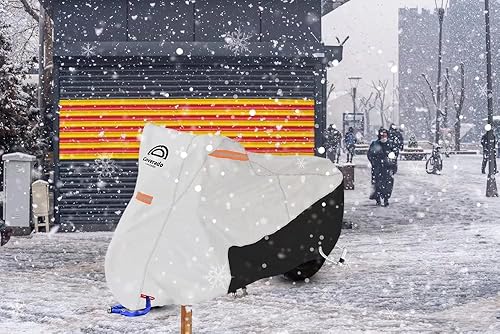 Vista 47 de Coverado - Funda impermeable para motocicleta para exteriores, protección para todo tipo de clima, con agujeros de bloqueo y reflector nocturno