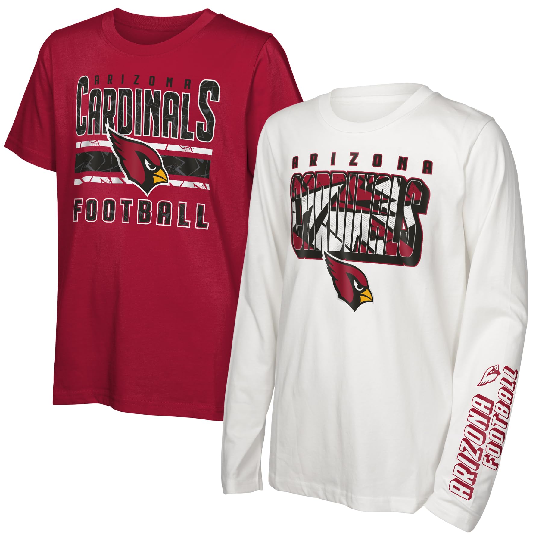 NFL Officially Licensed Kids Youth Boys 8-20 Primary Logo Wordmark in The Mix 2 Pack Long Sleeve T-Shirt Combo Set