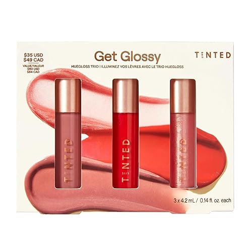 Live Tinted Get Glossy Huegloss - Kit de trío de brillo labial de alto brillo: incluye Huegloss in Shades Grace, Smart y Honor, juego de 3 piezas