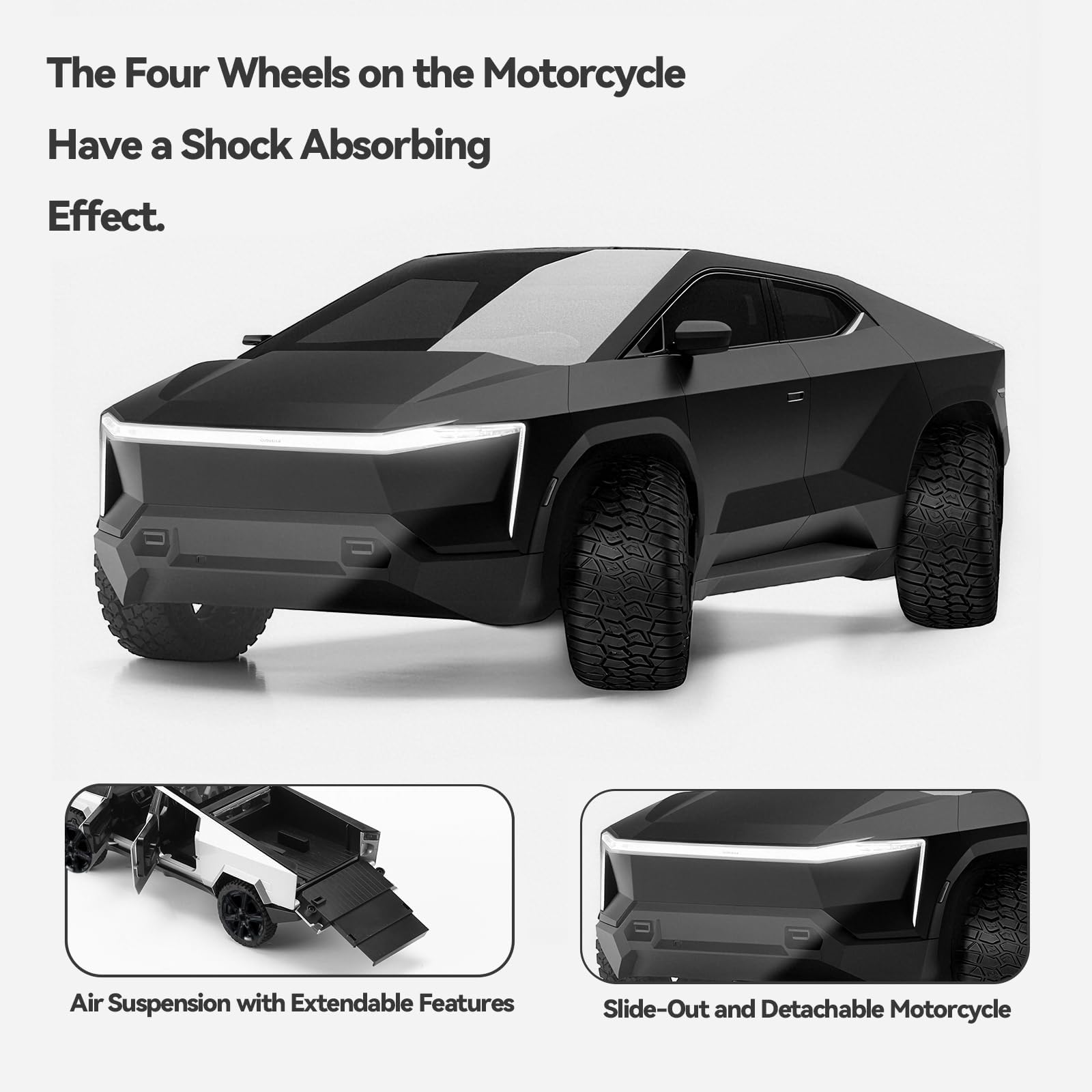 MODVKVK Tesla Truck 1:32 Model Car, Trucks Toy Car Motorhome Model Kit with Light & Music, Pull-Back Function, Alloy Die-Cast - Image 2
