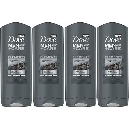 Dove Men+Care Elements Body Wash, Charcoal and Clay, 13.5 Ounce / 400 Ml (Pack of 4) Imported Version